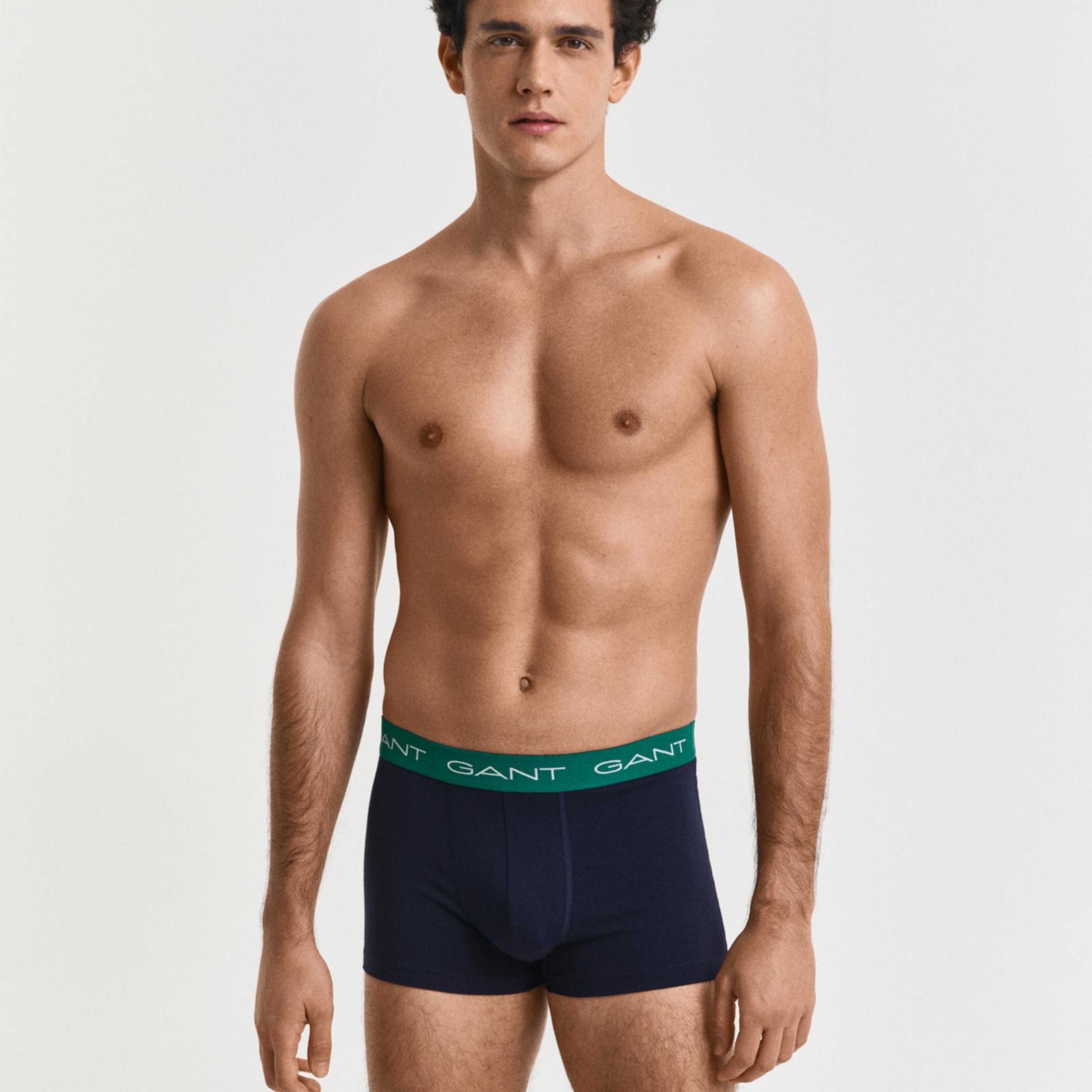 GANT Erkek Yeşil Slim Fit Logolu 3'lü Boxer