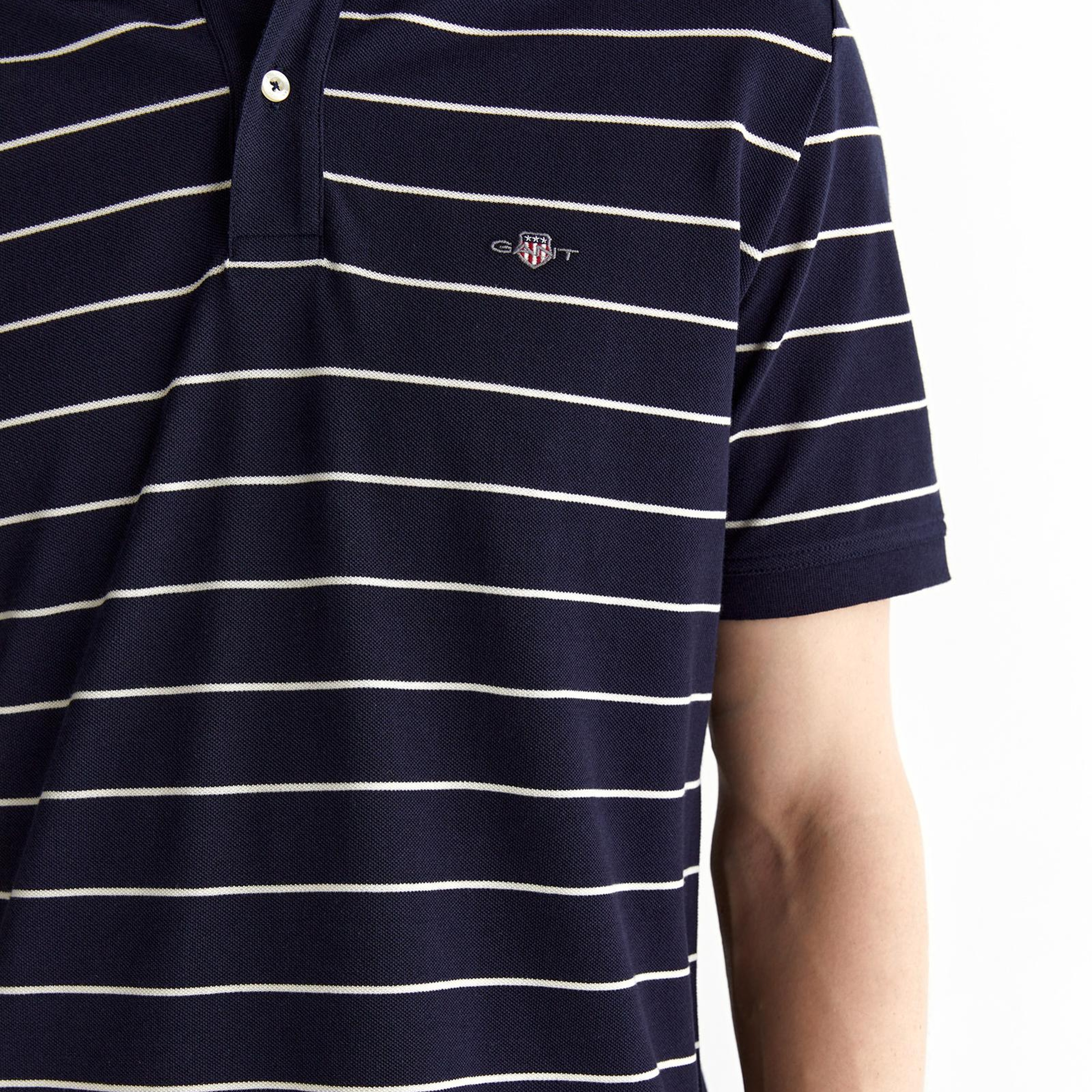 GANT Erkek Lacivert Regular Fit Çizgili Polo