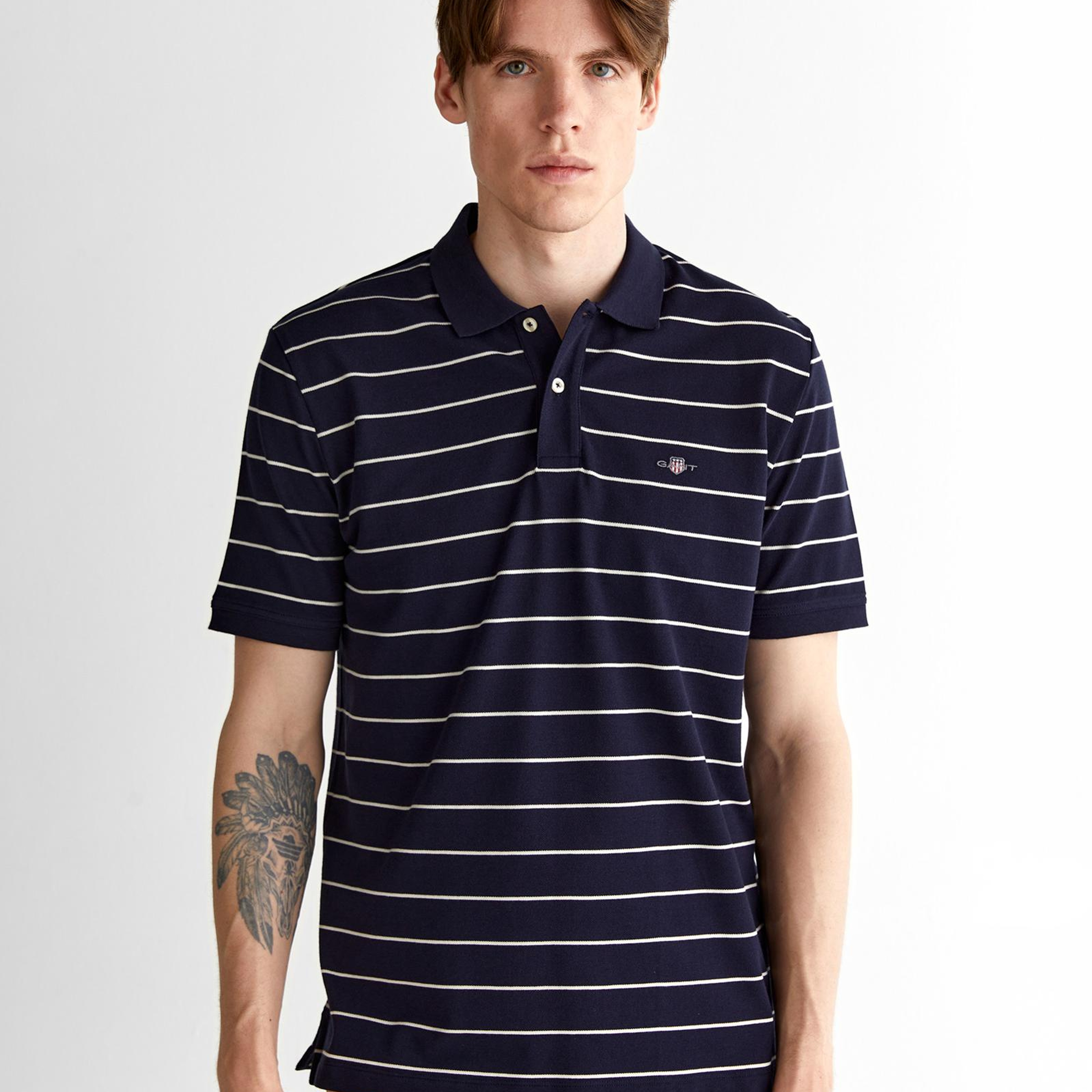 GANT Erkek Lacivert Regular Fit Çizgili Polo
