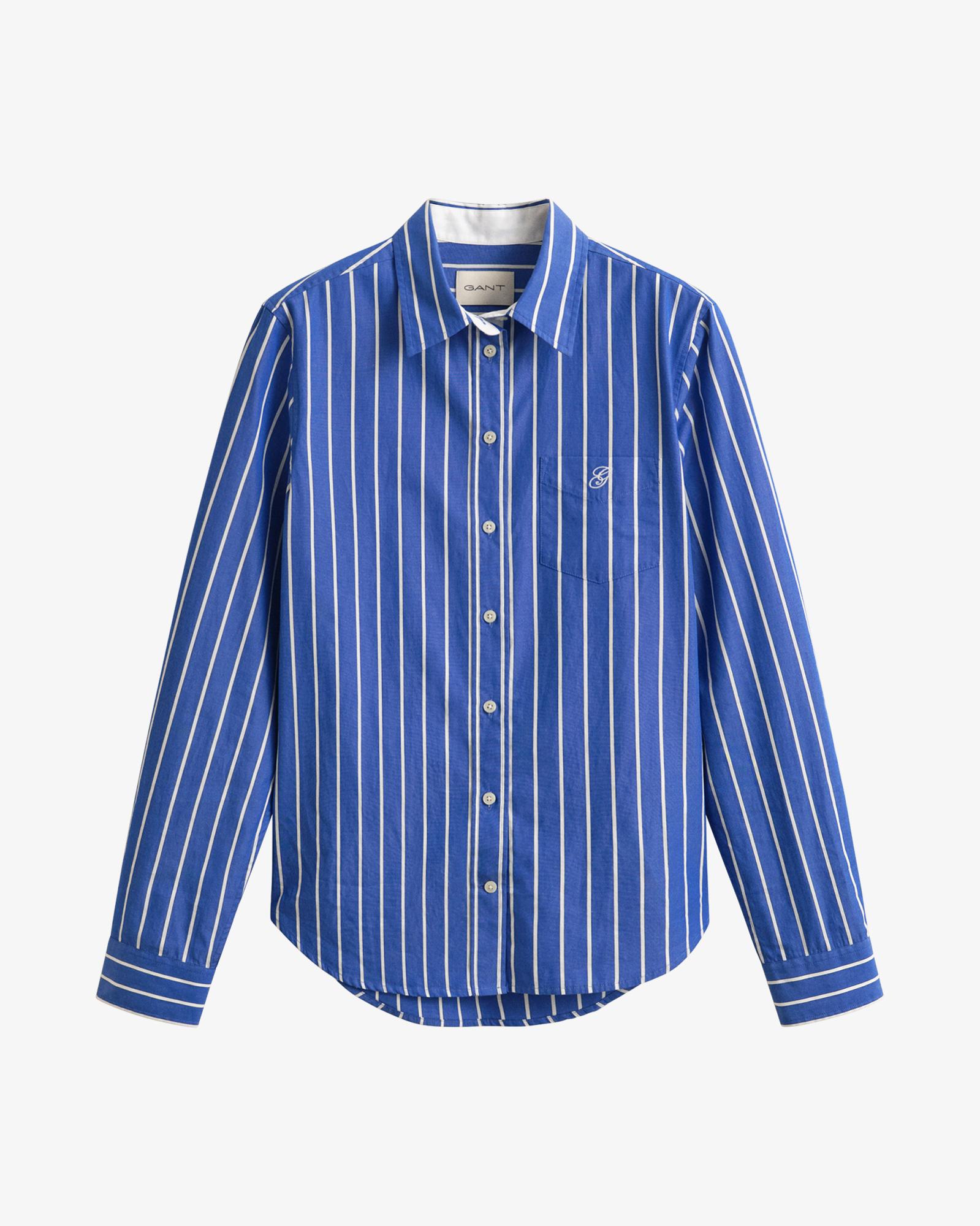 GANT Kadın Mavi Regular Fit Çizgili Gömlek