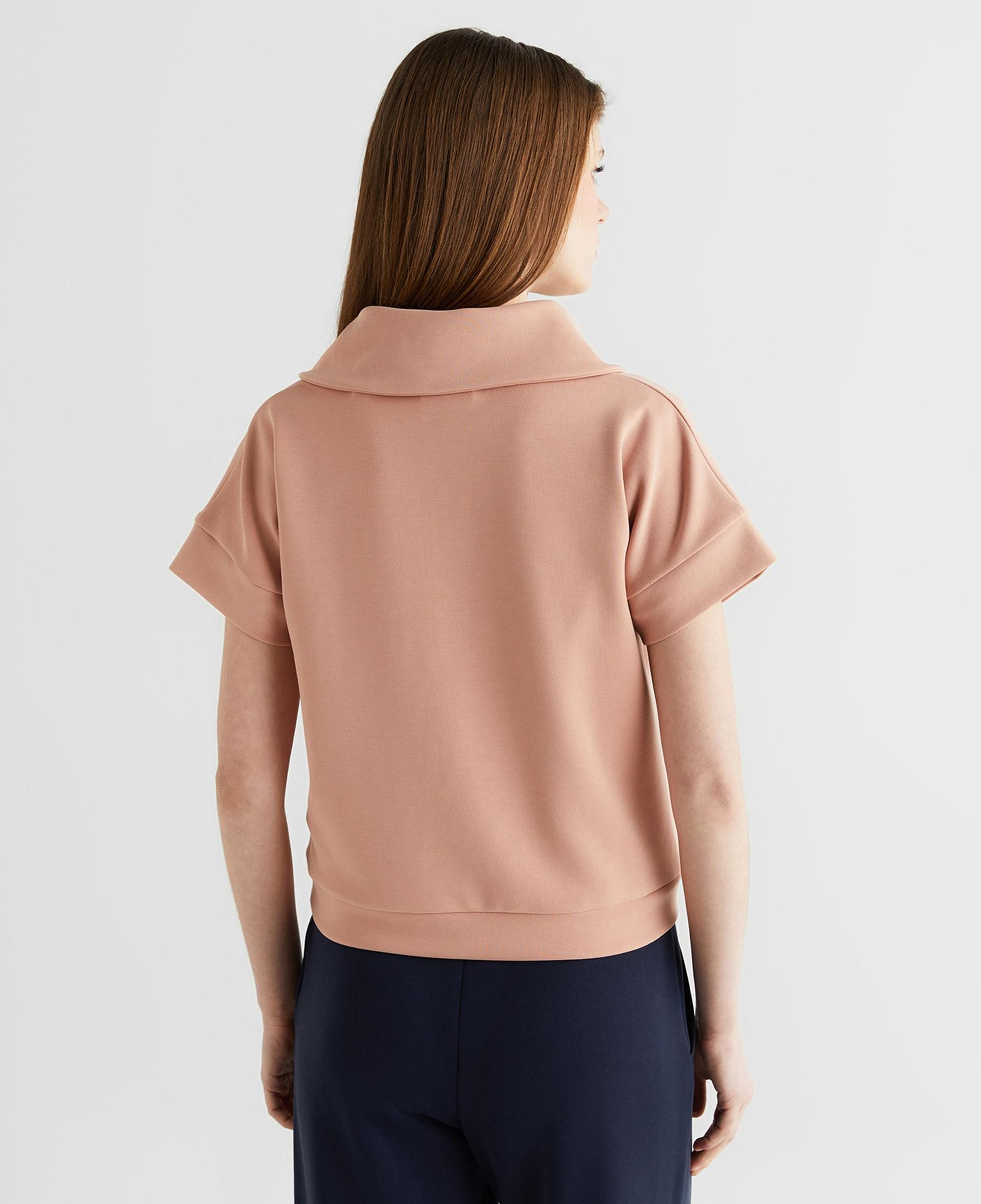 GANT Kadın Pembe Relaxed Fit Yarım Fermuarlı Kısa Kollu Sweatshirt