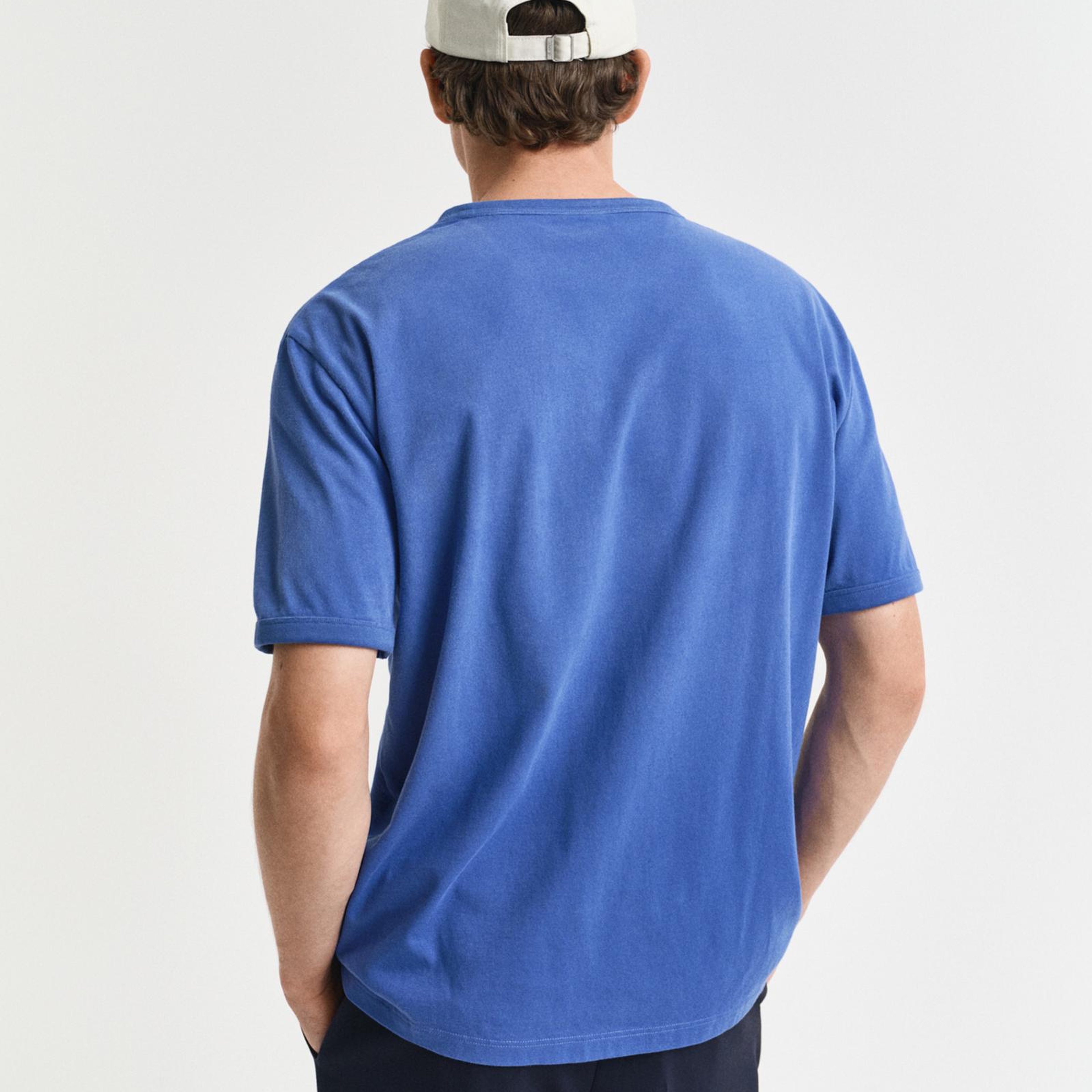 GANT Erkek Mavi Relaxed Fit Bisiklet Yaka Logolu T-Shirt