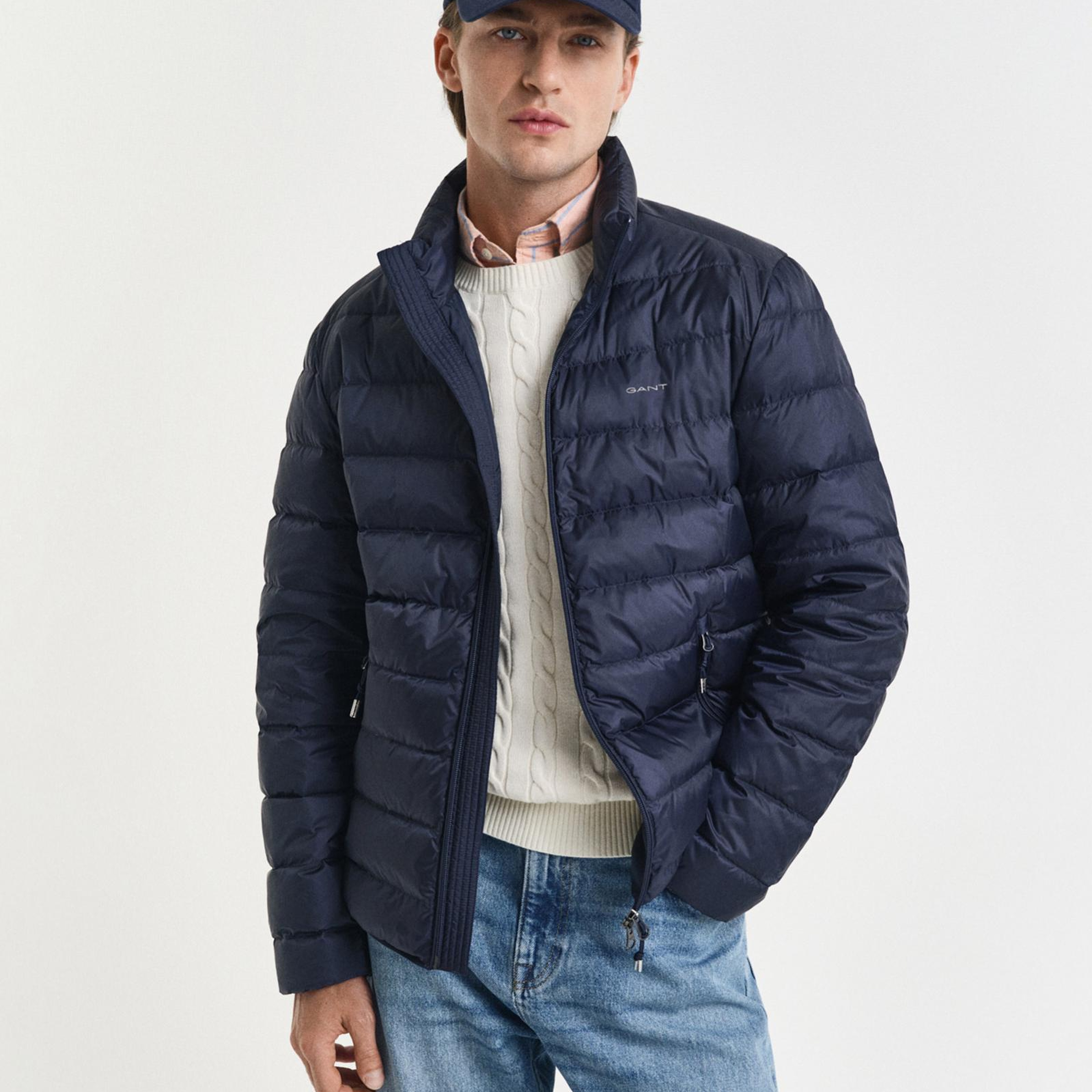 GANT Erkek Lacivert Regular Fit Dik Yaka Kaz Tüyü Mont