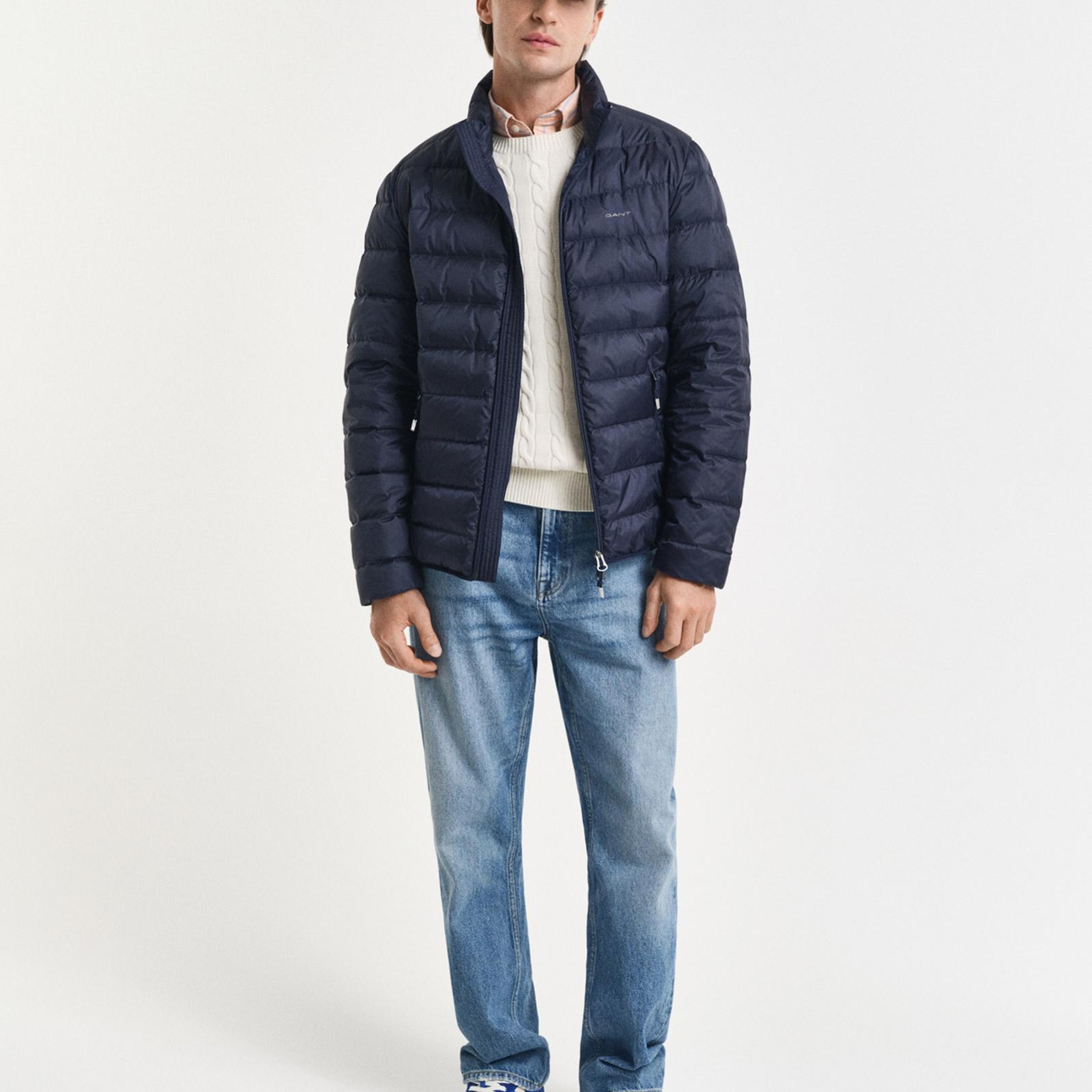 GANT Erkek Lacivert Regular Fit Dik Yaka Kaz Tüyü Mont