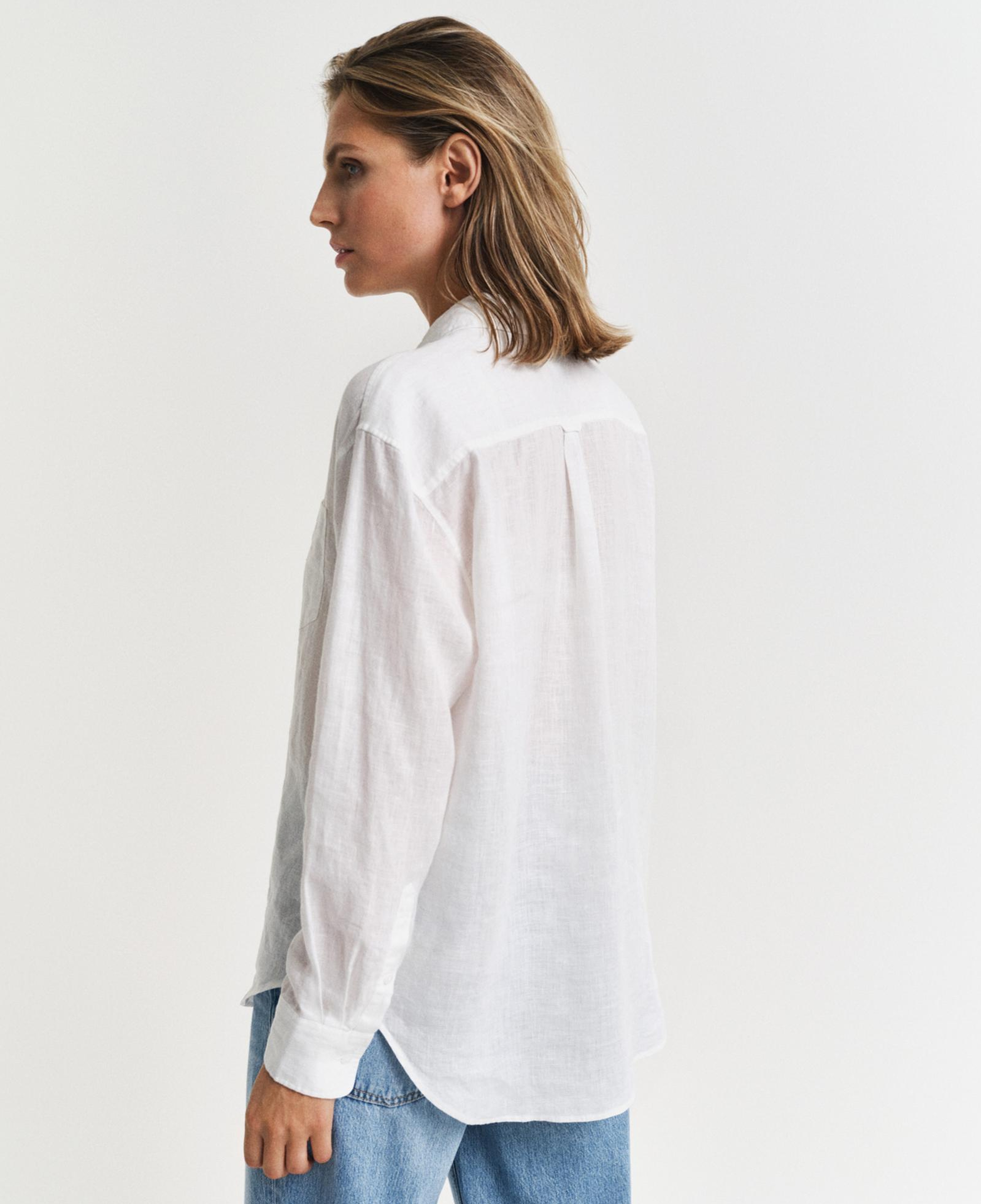 GANT Kadın Beyaz Relaxed Fit Klasik Yaka Gömlek