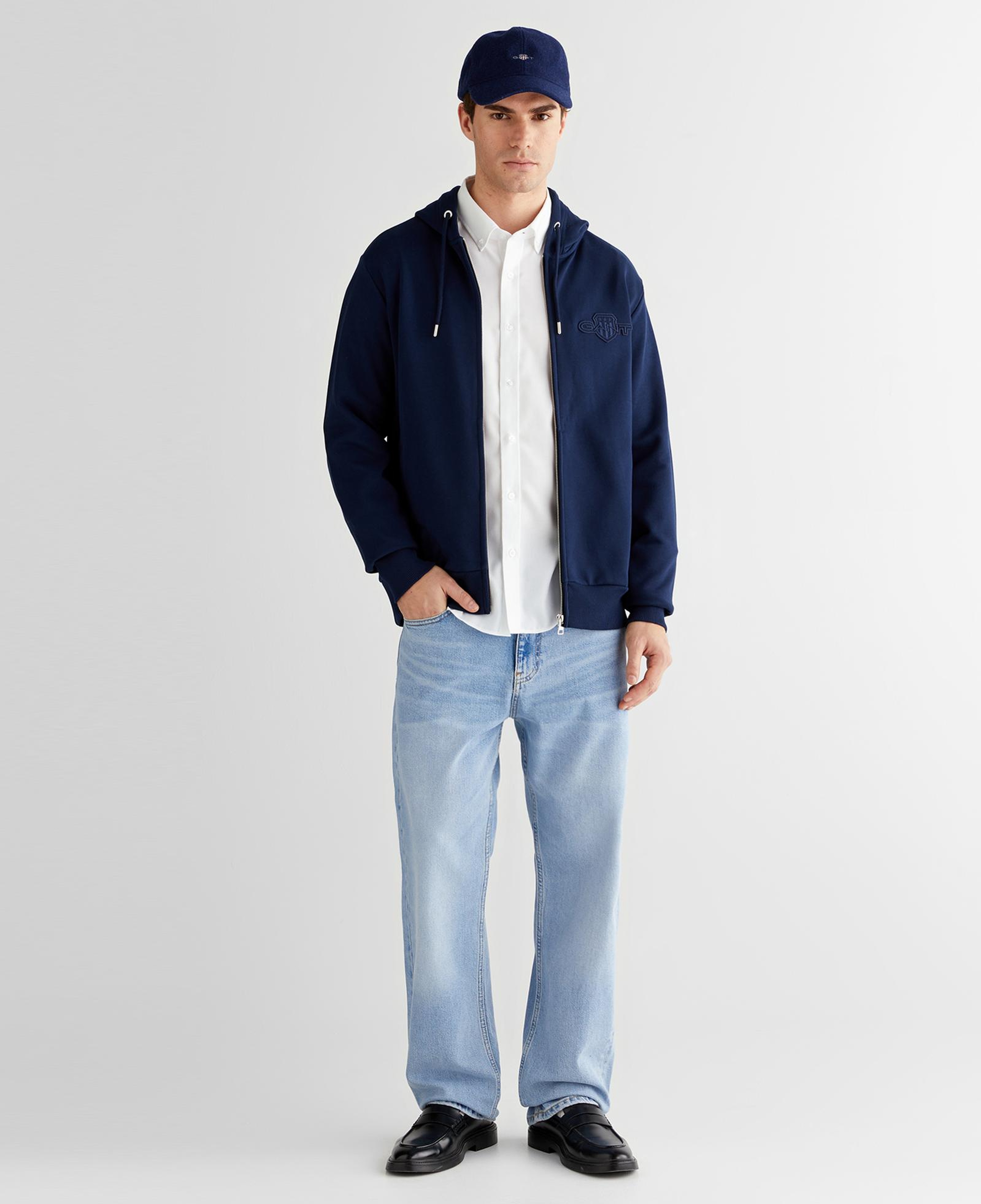 GANT Erkek Lacivert Regular Fit Kapüşonlu Sweatshirt