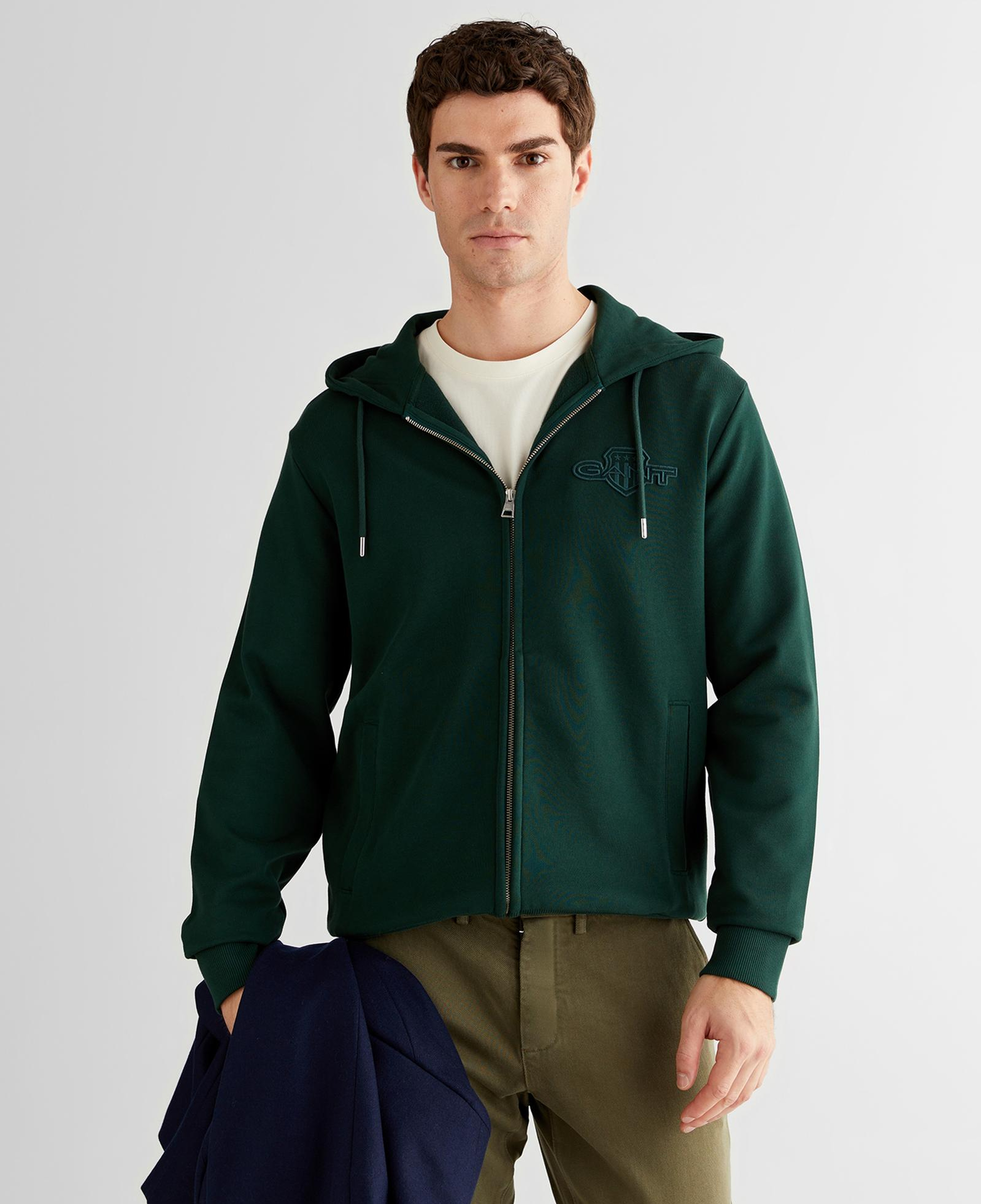 GANT Erkek Yeşil Regular Fit Kapüşonlu Sweatshirt