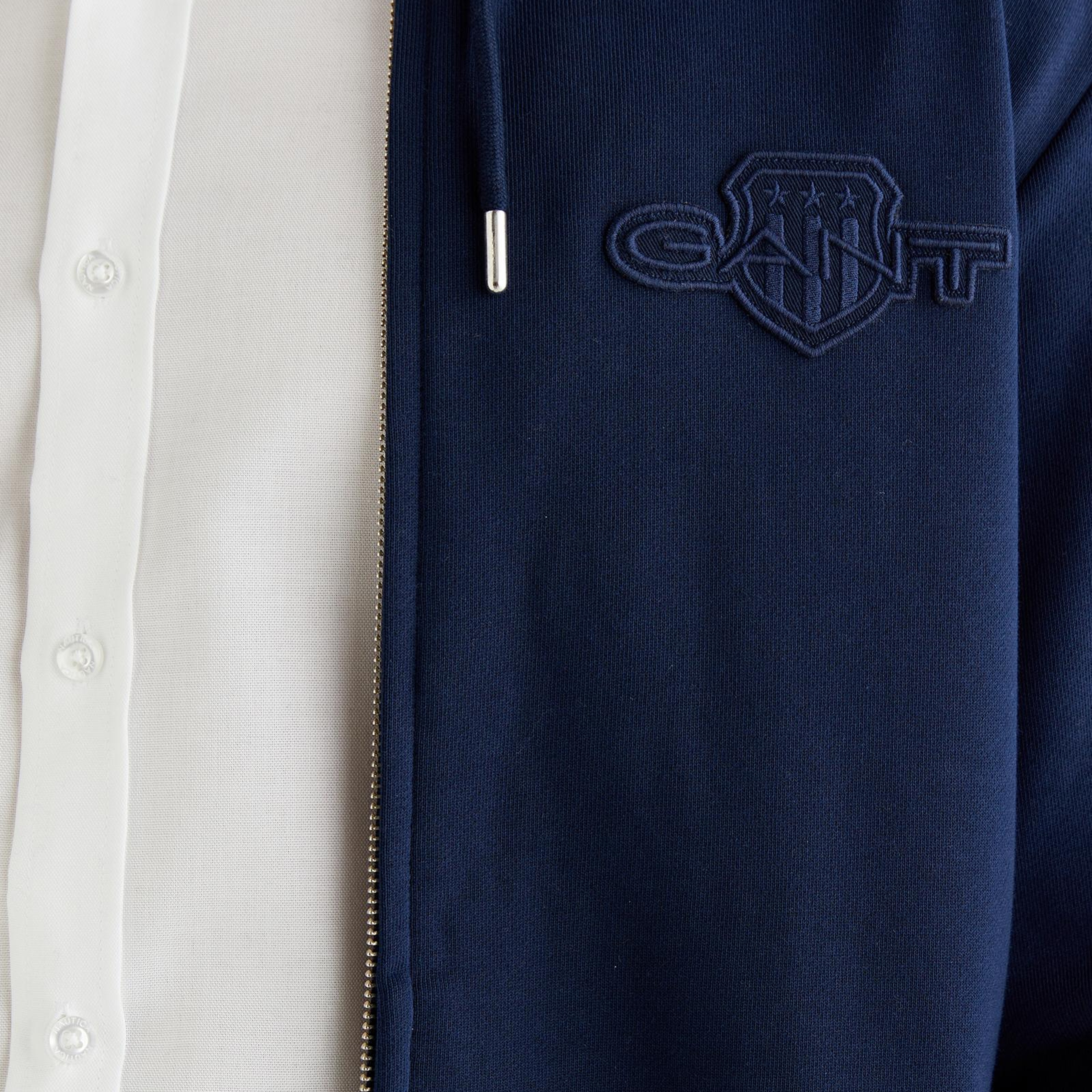 GANT Erkek Lacivert Regular Fit Kapüşonlu Sweatshirt