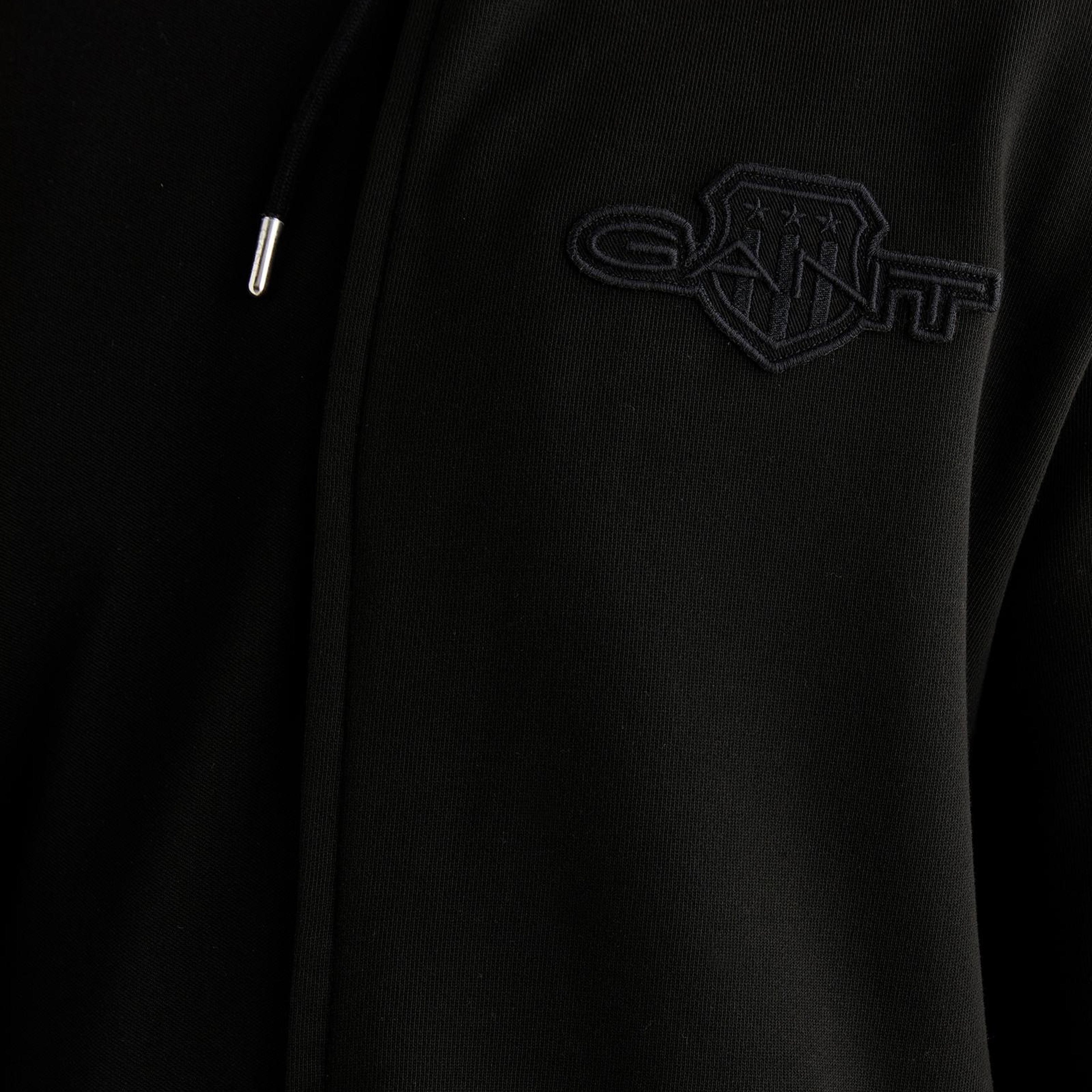 GANT Erkek Siyah Regular Fit Kapüşonlu Sweatshirt