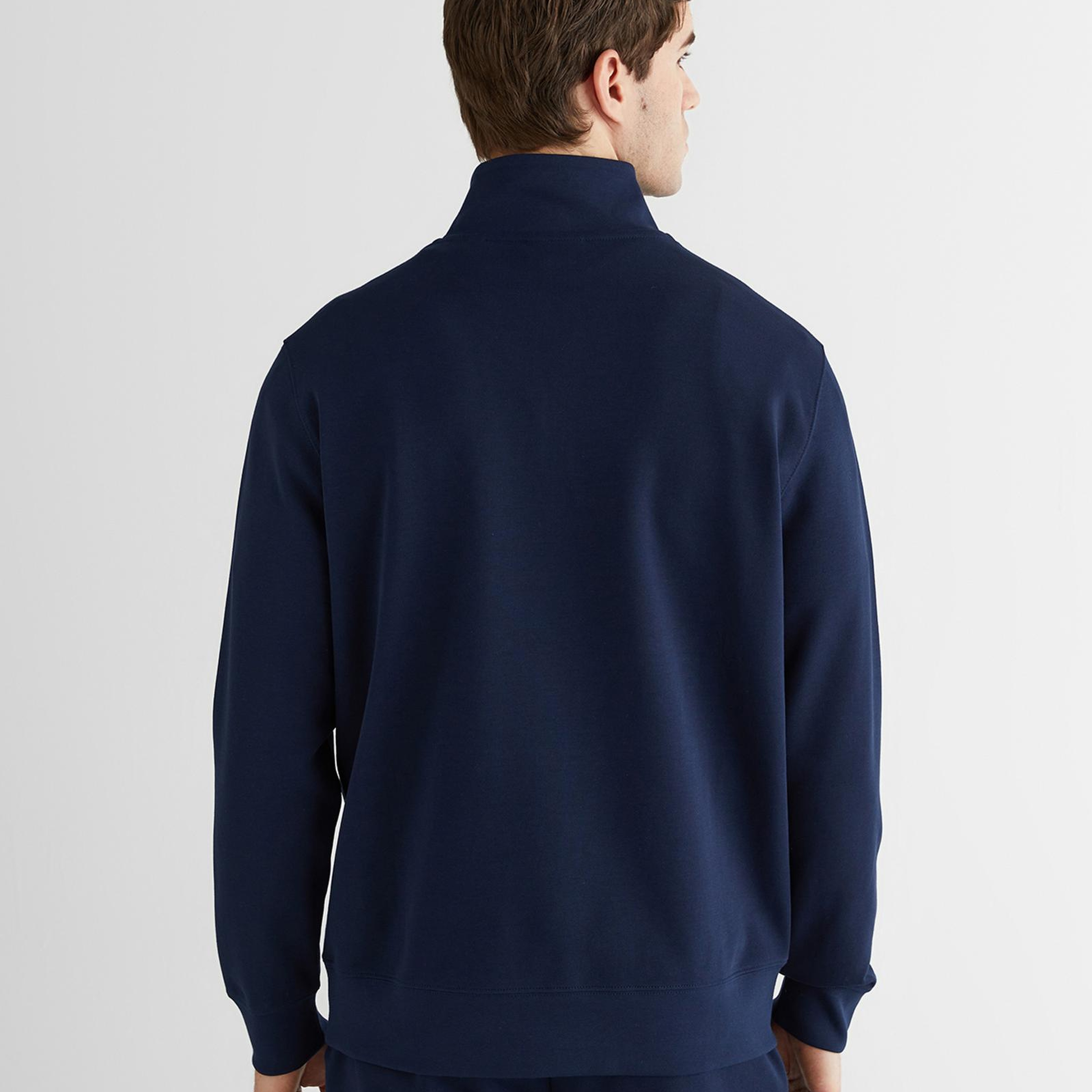 GANT Erkek Lacivert Relaxed Fit Yarım Fermuarlı Logolu Sweatshirt