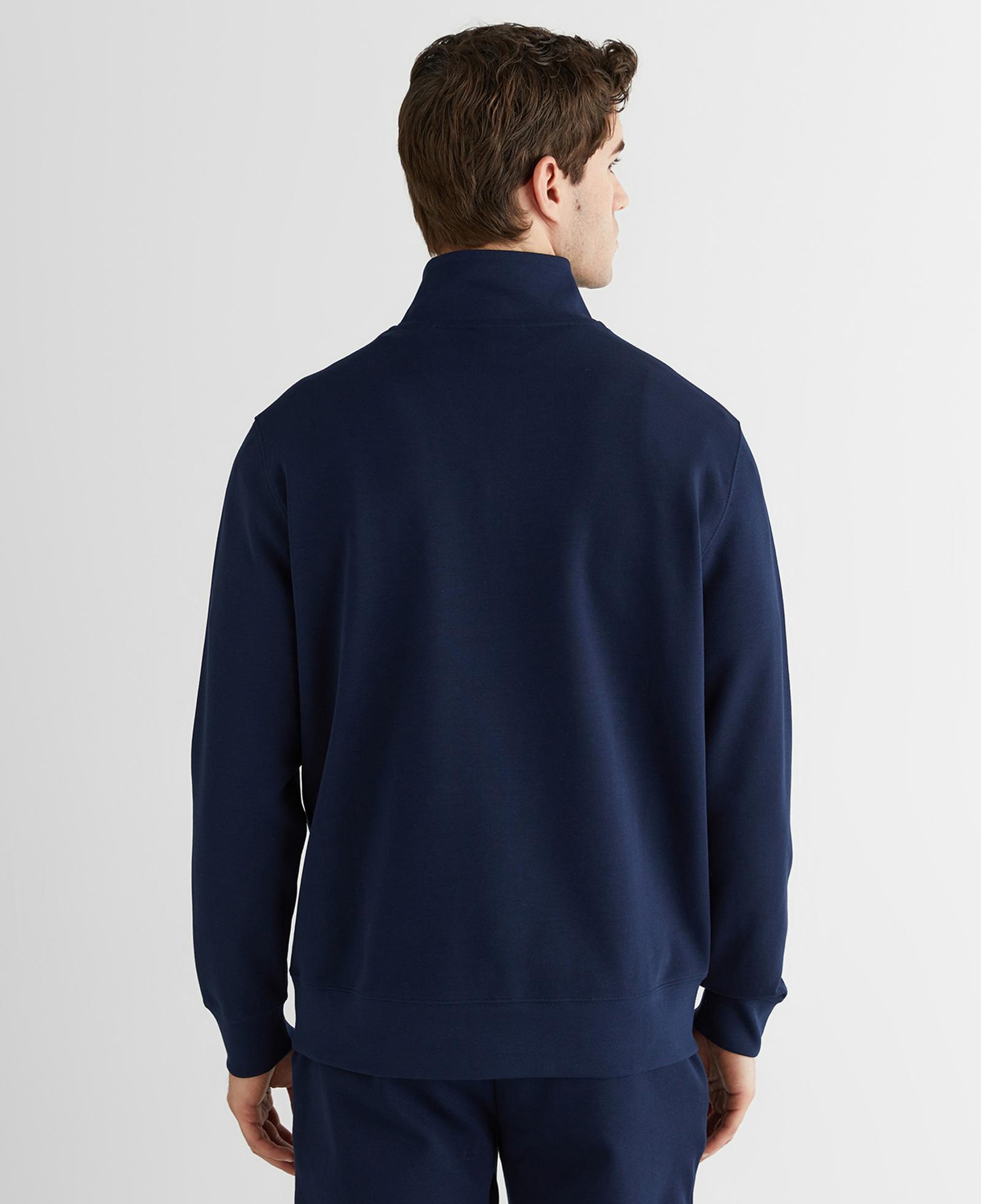 GANT Erkek Lacivert Relaxed Fit Yarım Fermuarlı Logolu Sweatshirt