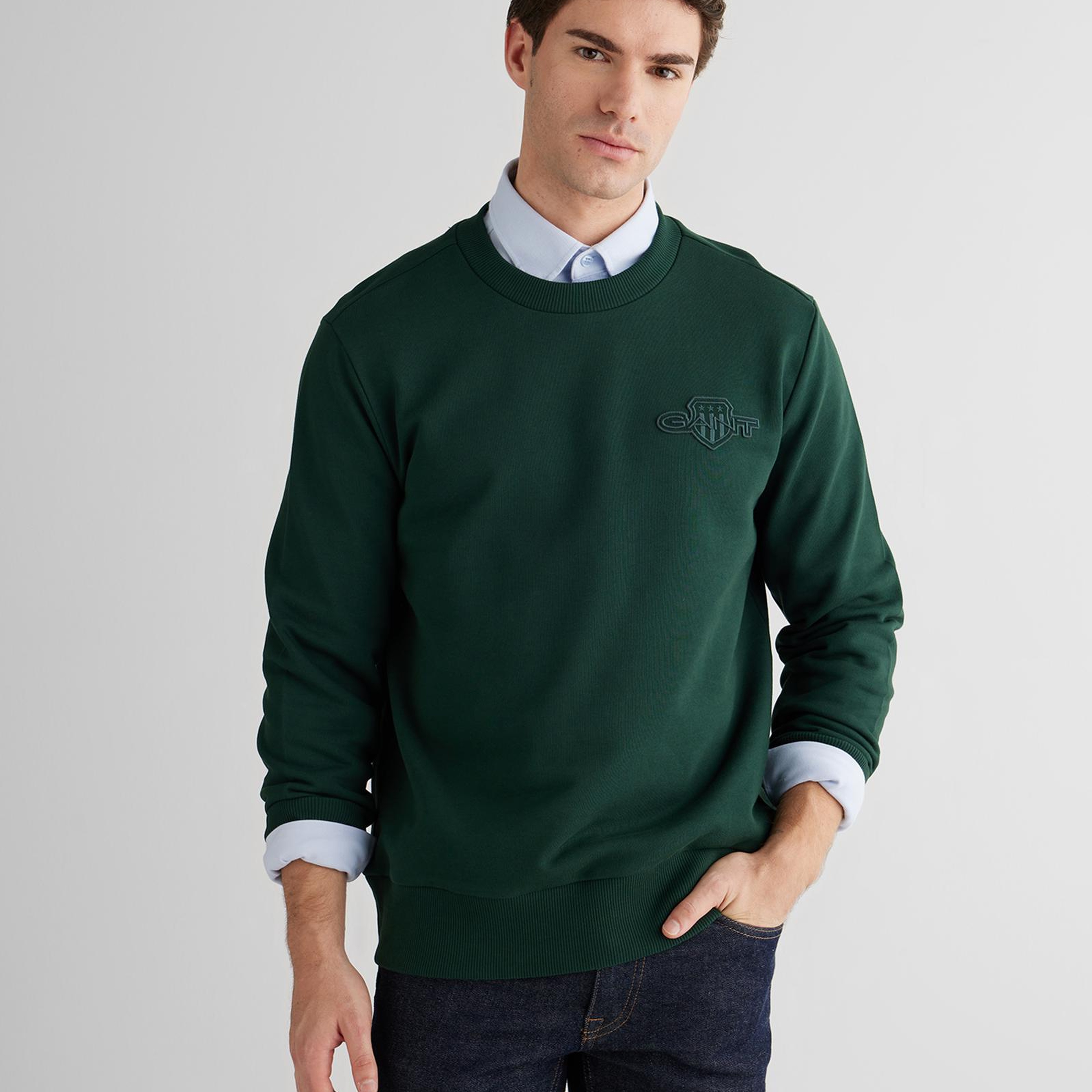 GANT Erkek Yeşil Regular Fit Sweatshirt