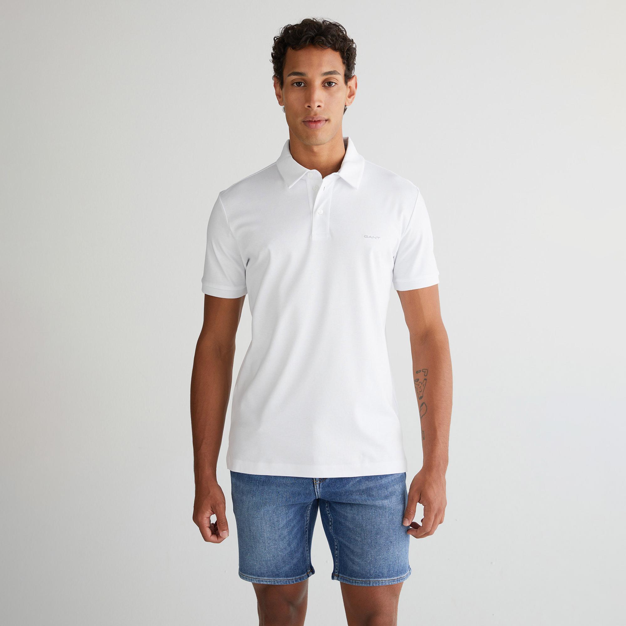 GANT Erkek Beyaz Slim Fit Polo