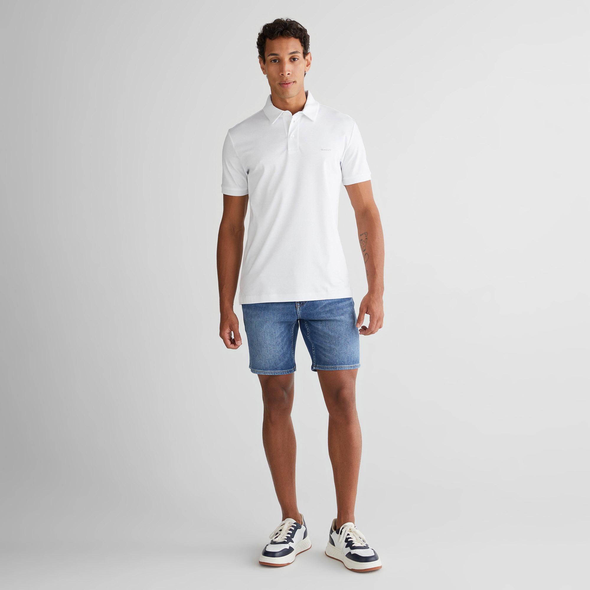 GANT Erkek Beyaz Slim Fit Polo