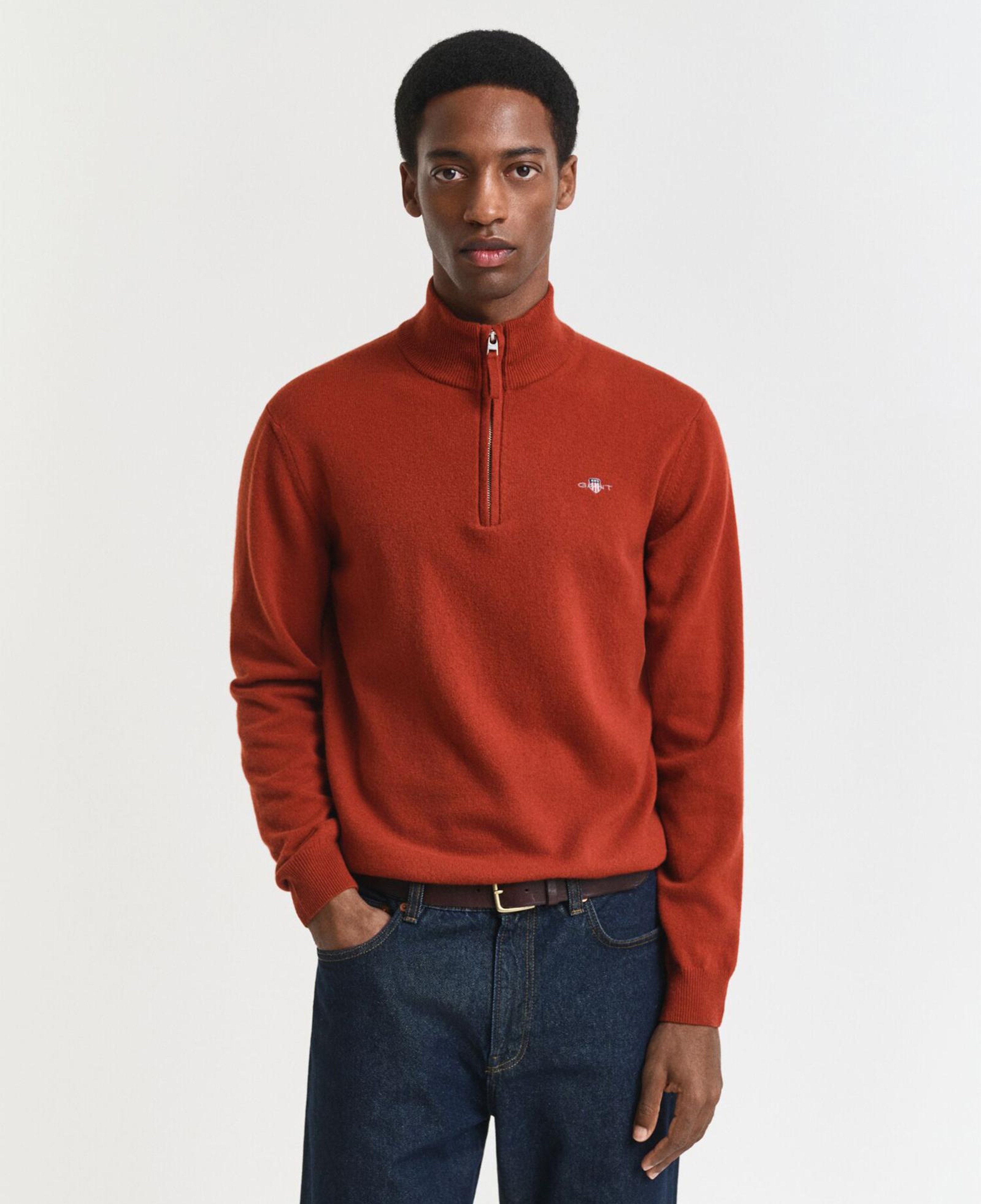 GANT Erkek Kırmızı Regular Fit Yarım Fermuarlı Kazak