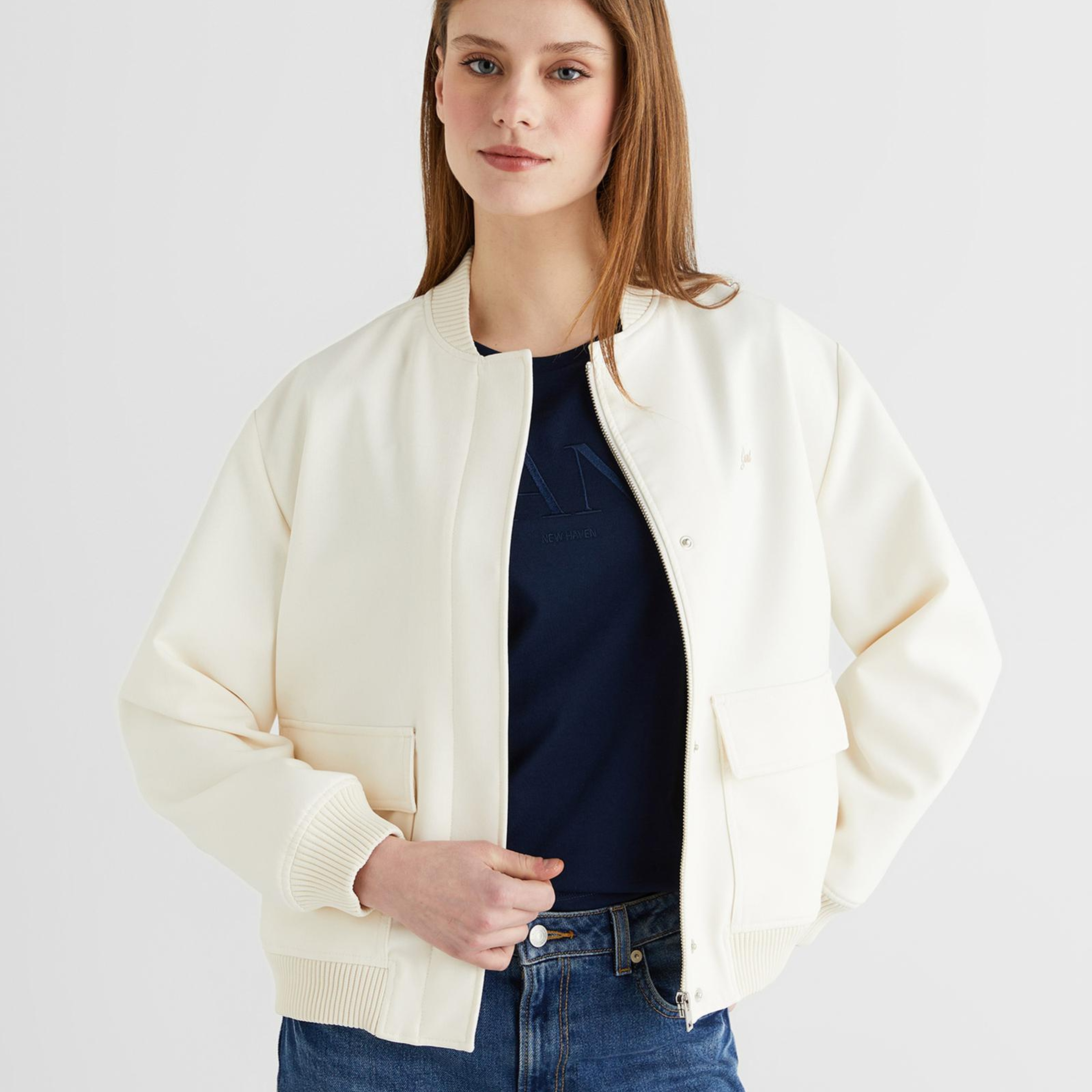 GANT Kadın Krem Dik Yaka Ceket