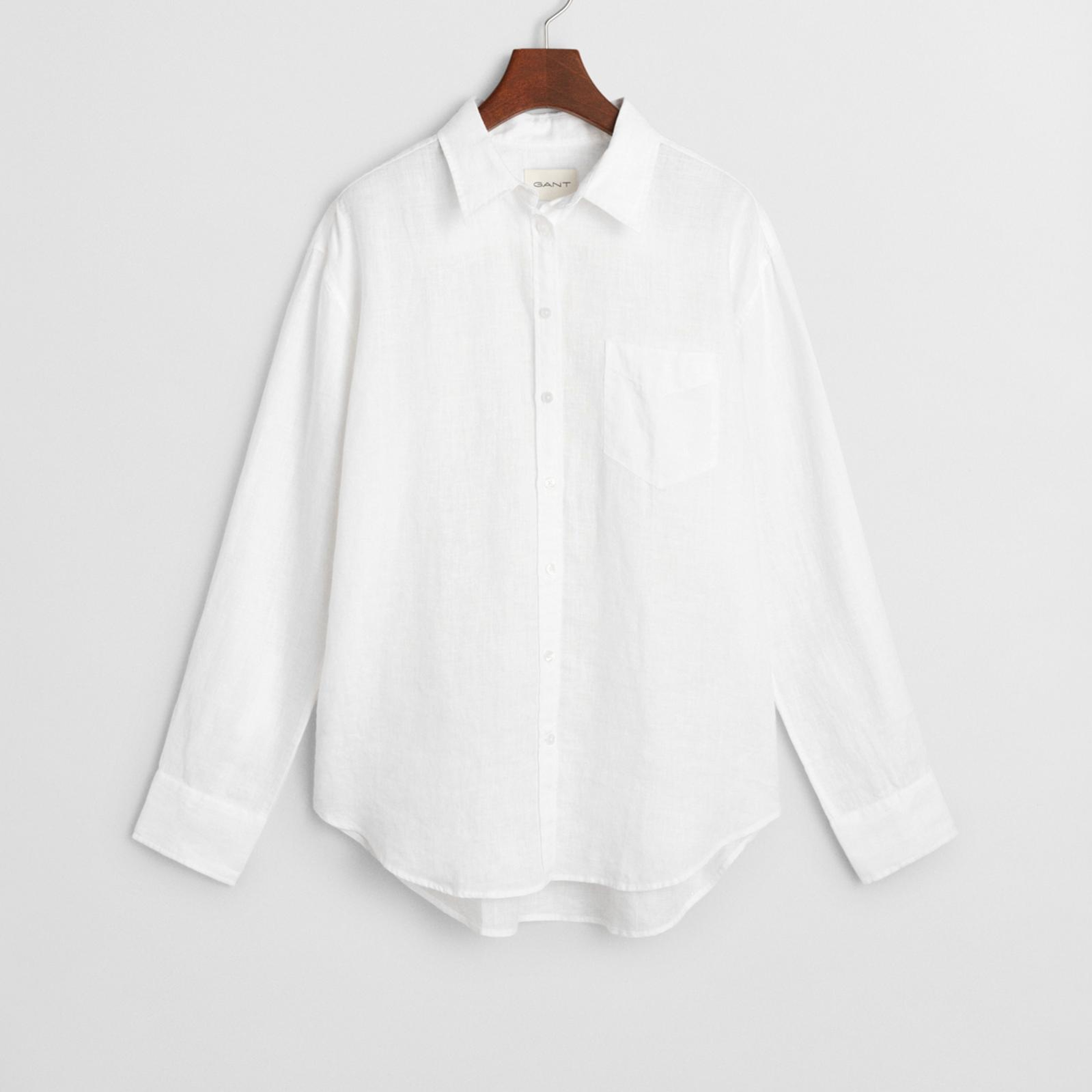 GANT Kadın Beyaz Relaxed Fit Klasik Yaka Gömlek