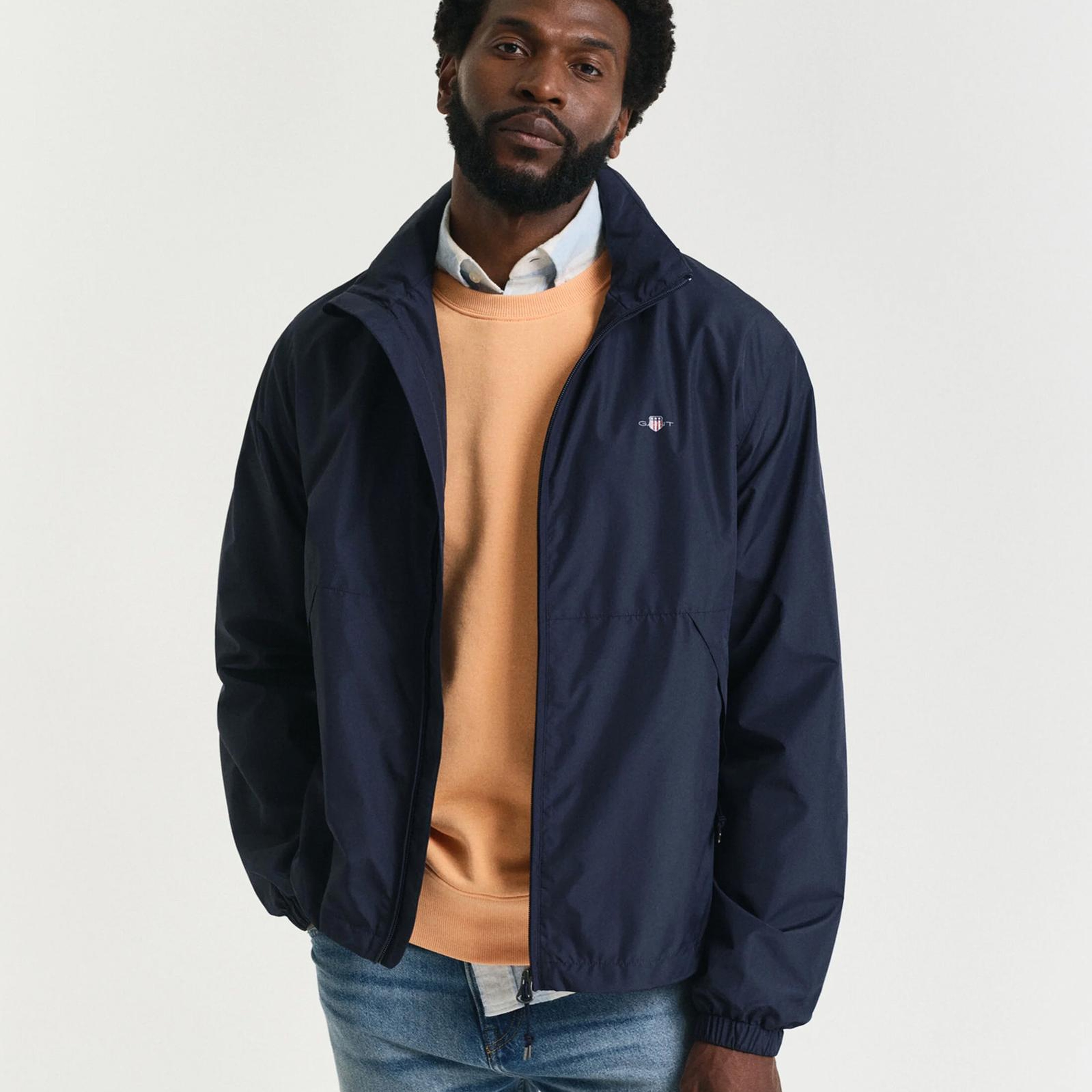 GANT Erkek Lacivert Regular Fit Kapüşonlu Rüzgarlık