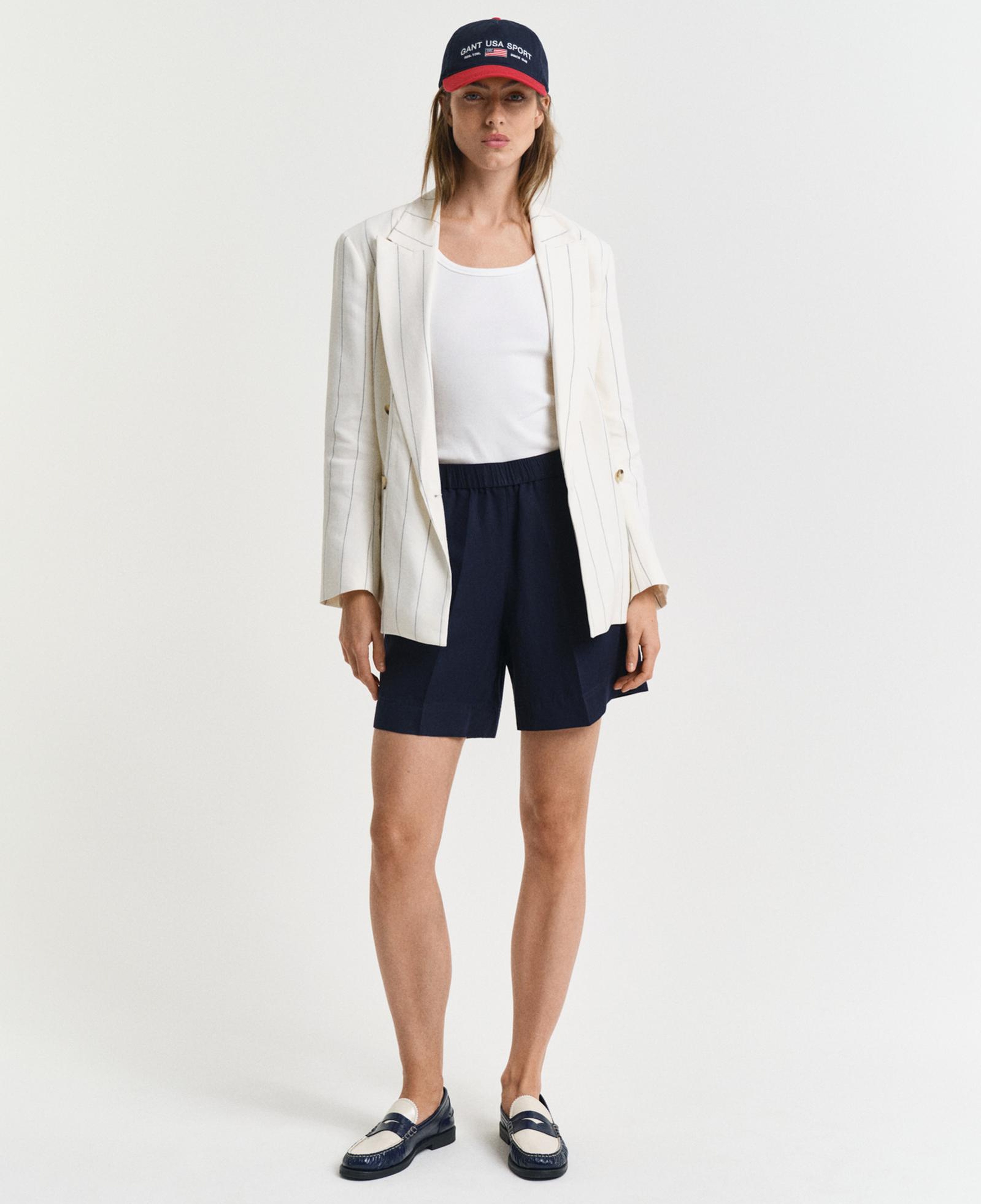 GANT Kadın Lacivert Relaxed Fit Keten Şort