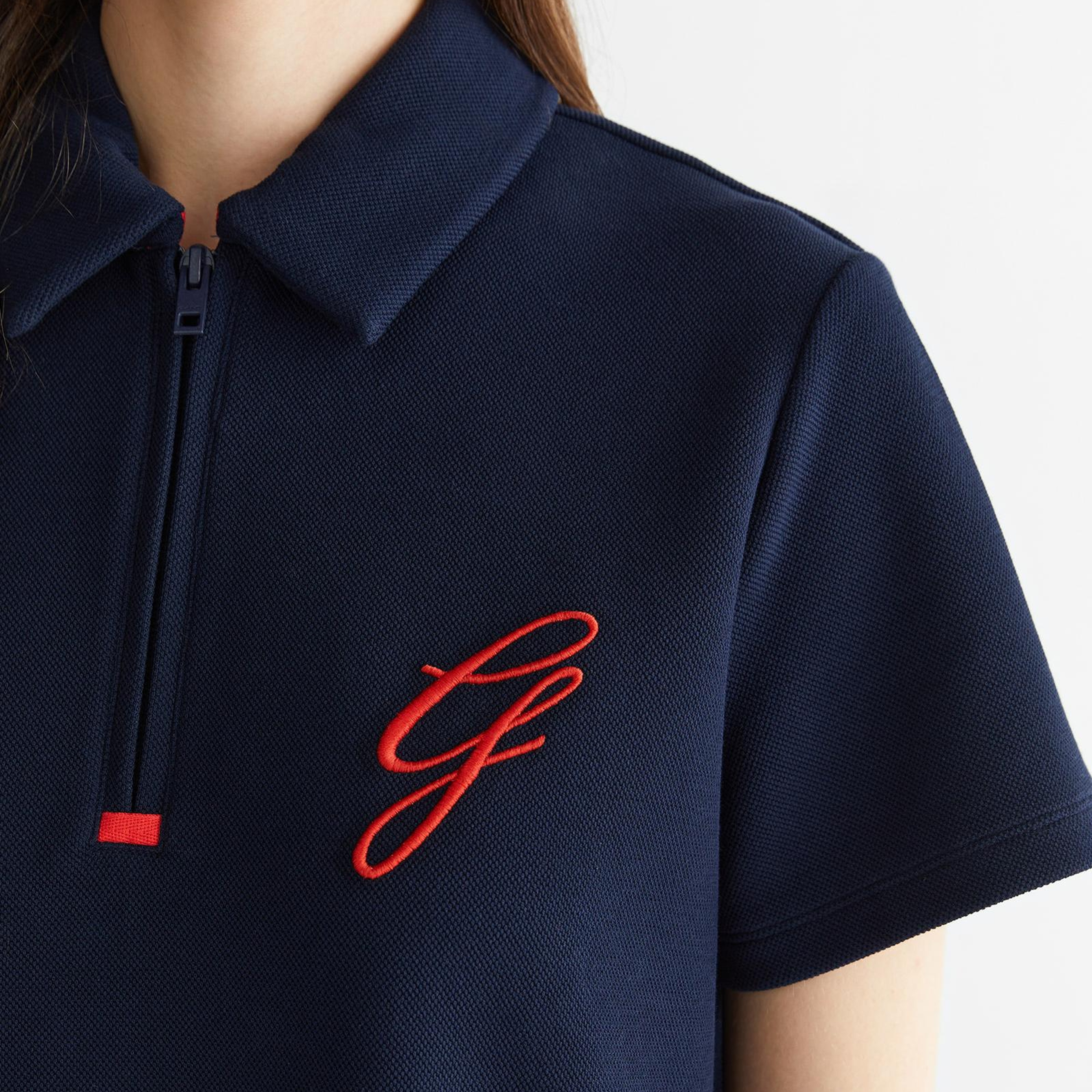 GANT Kadın Lacivert Yarım Fermuarlı Logolu Elbise