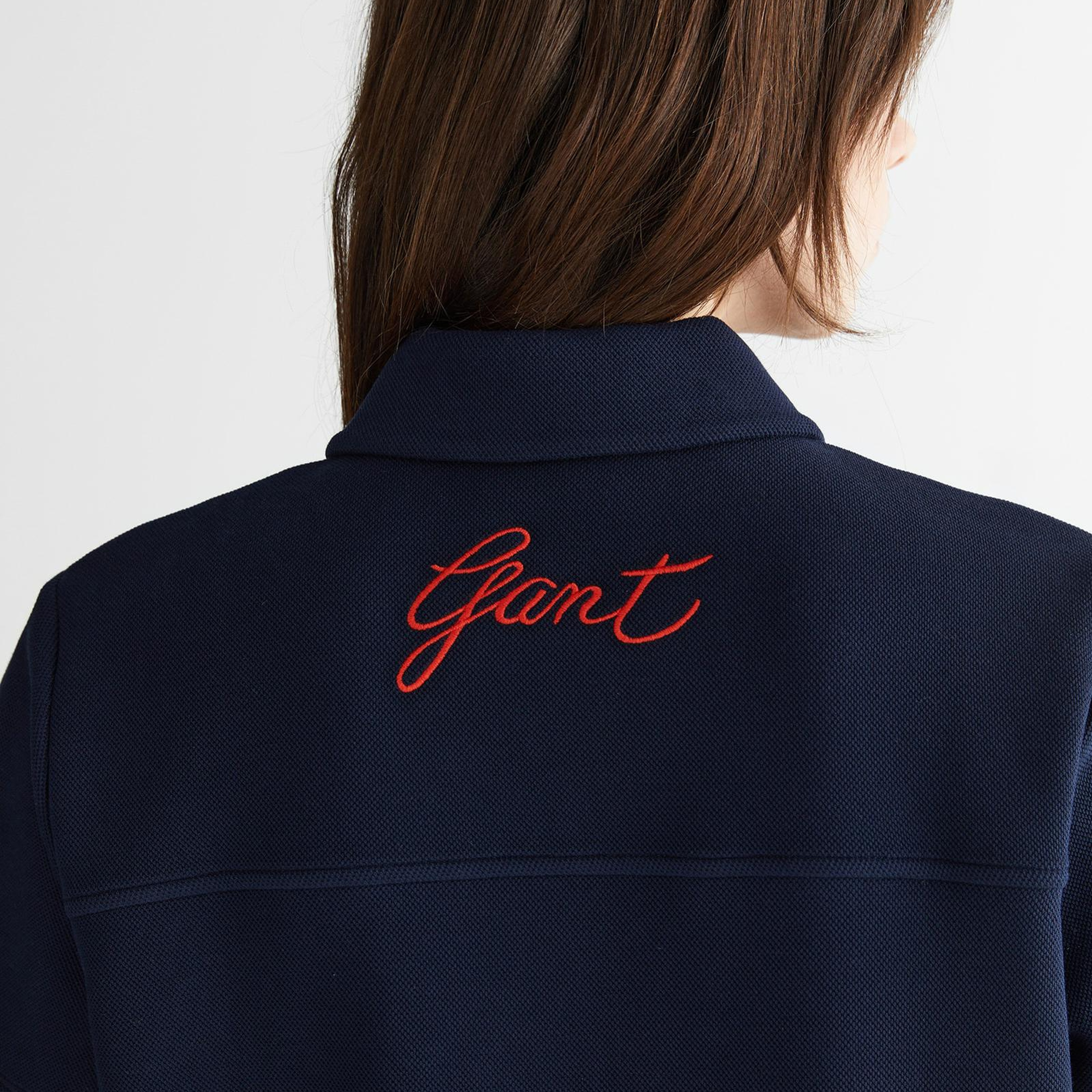 GANT Kadın Lacivert Yarım Fermuarlı Logolu Elbise