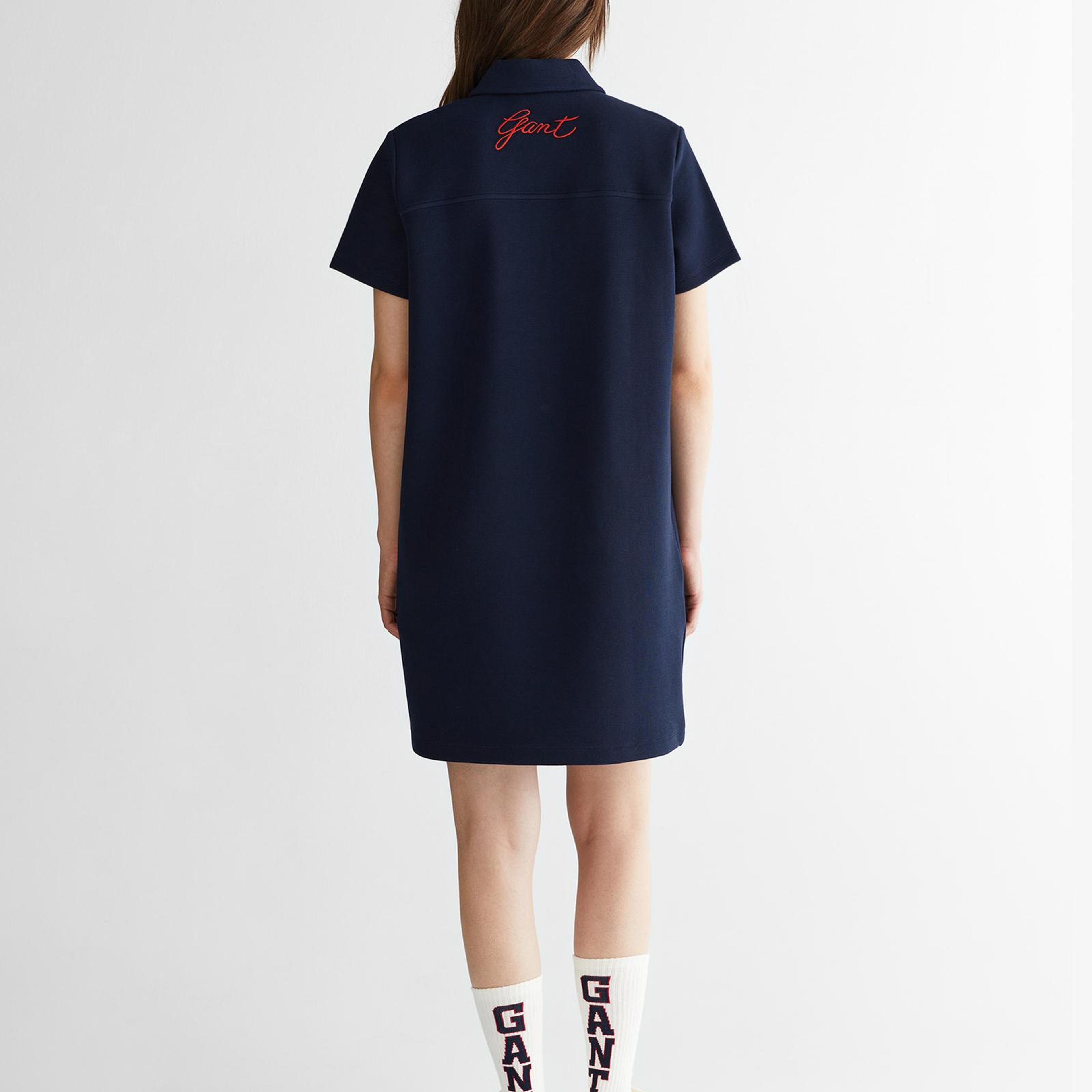 GANT Kadın Lacivert Yarım Fermuarlı Logolu Elbise