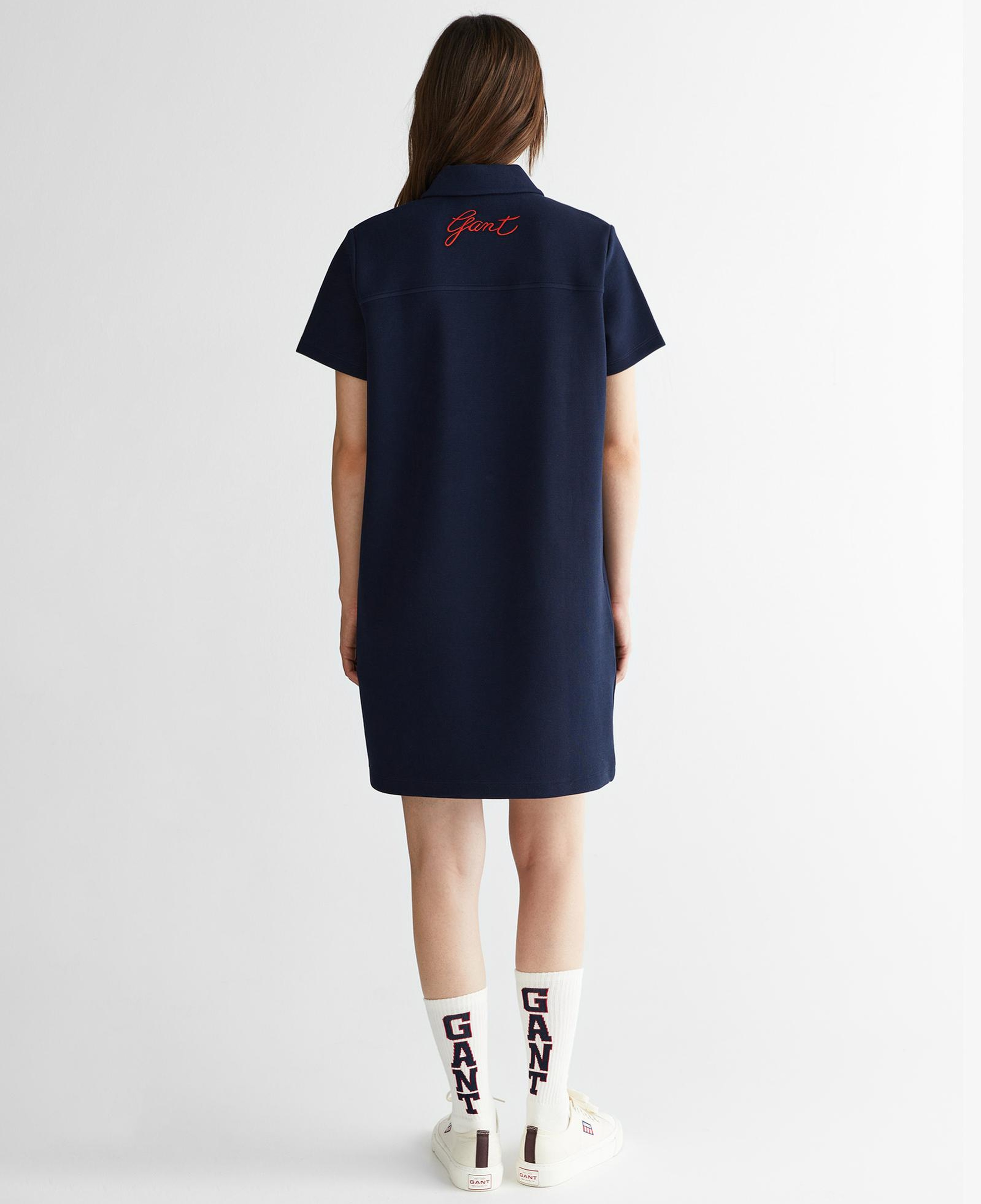 GANT Kadın Lacivert Yarım Fermuarlı Logolu Elbise