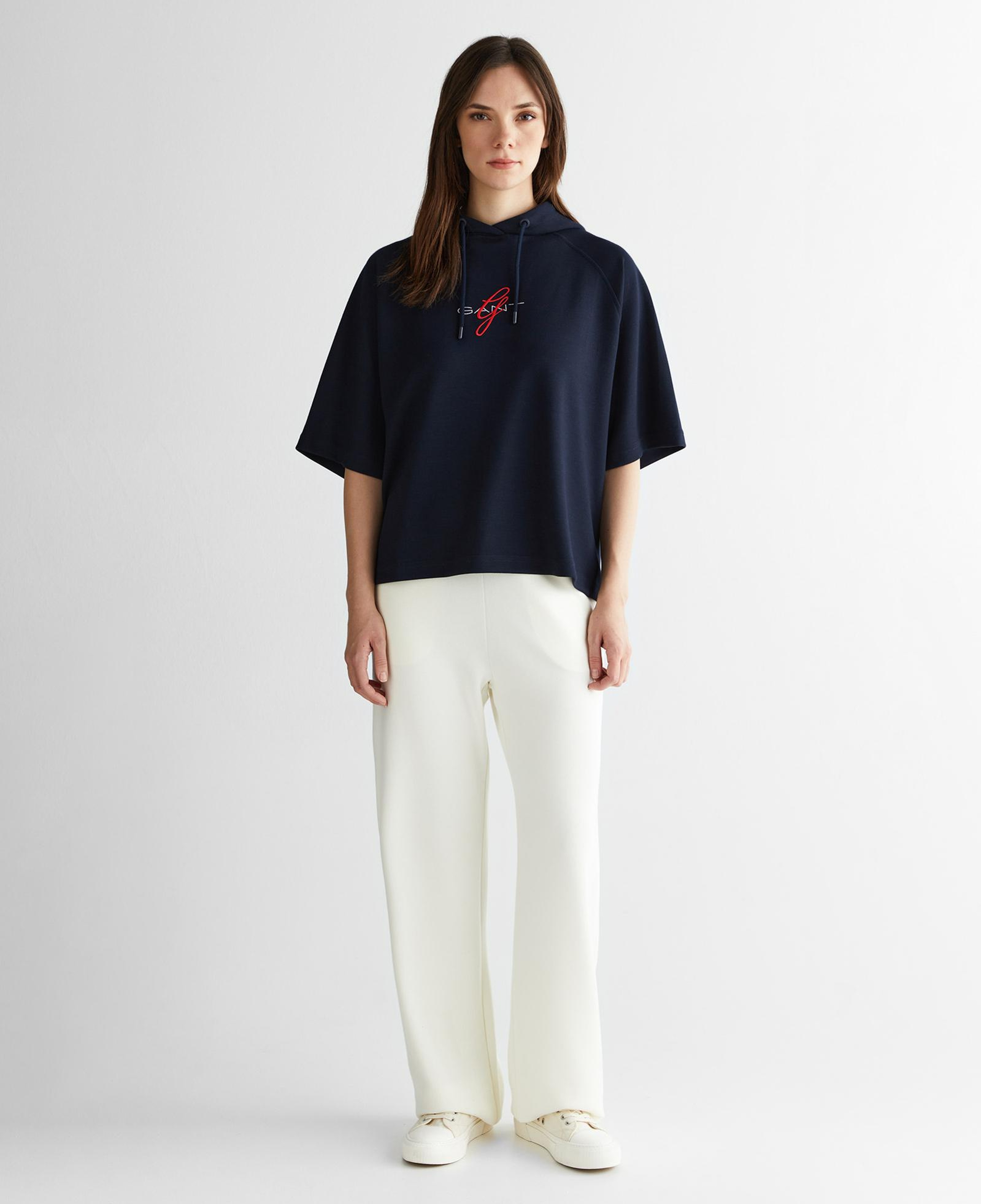 GANT Kadın Lacivert Bisiklet Yaka Logolu Sweatshirt