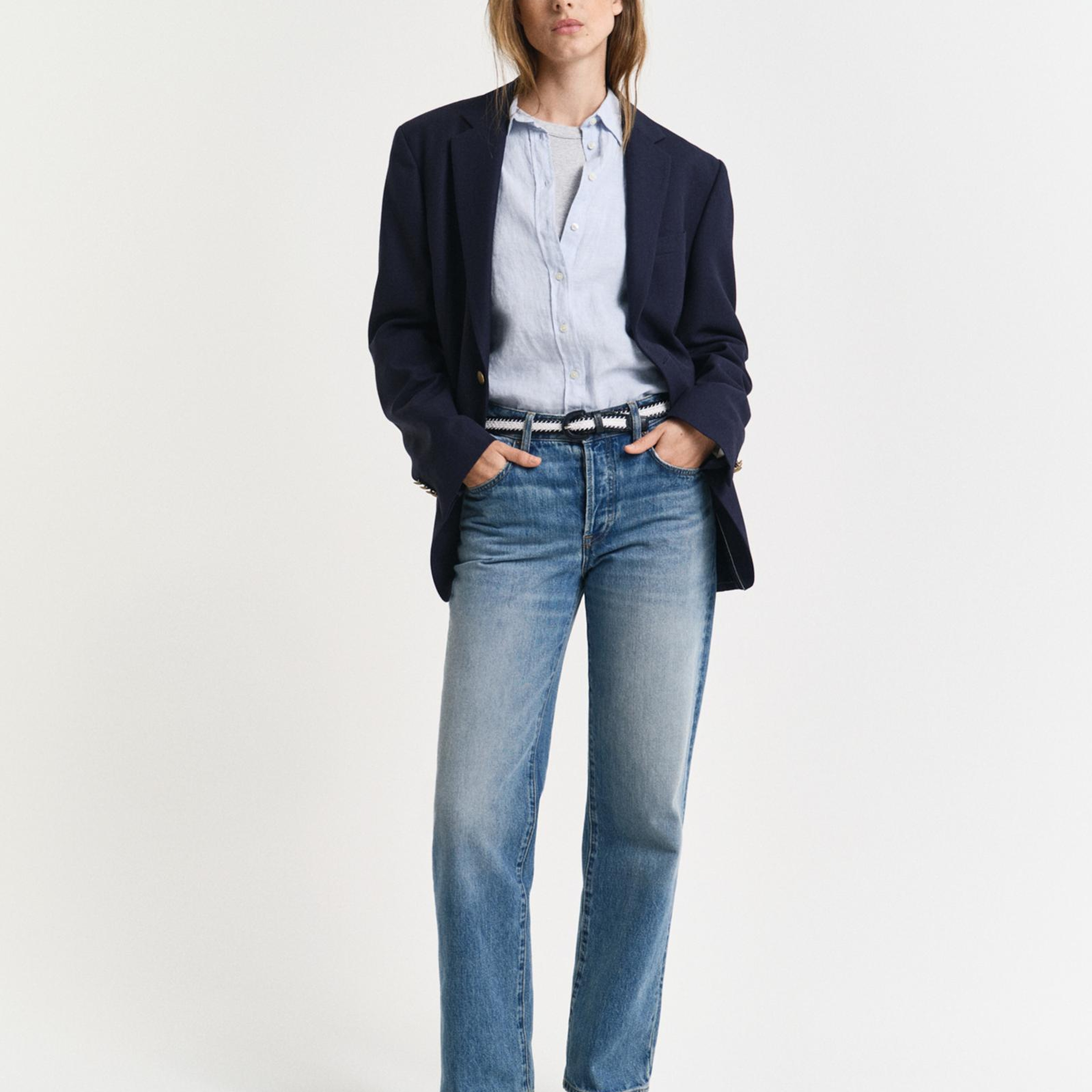 GANT Kadın Mavi Regular Fit Klasik Yaka Gömlek