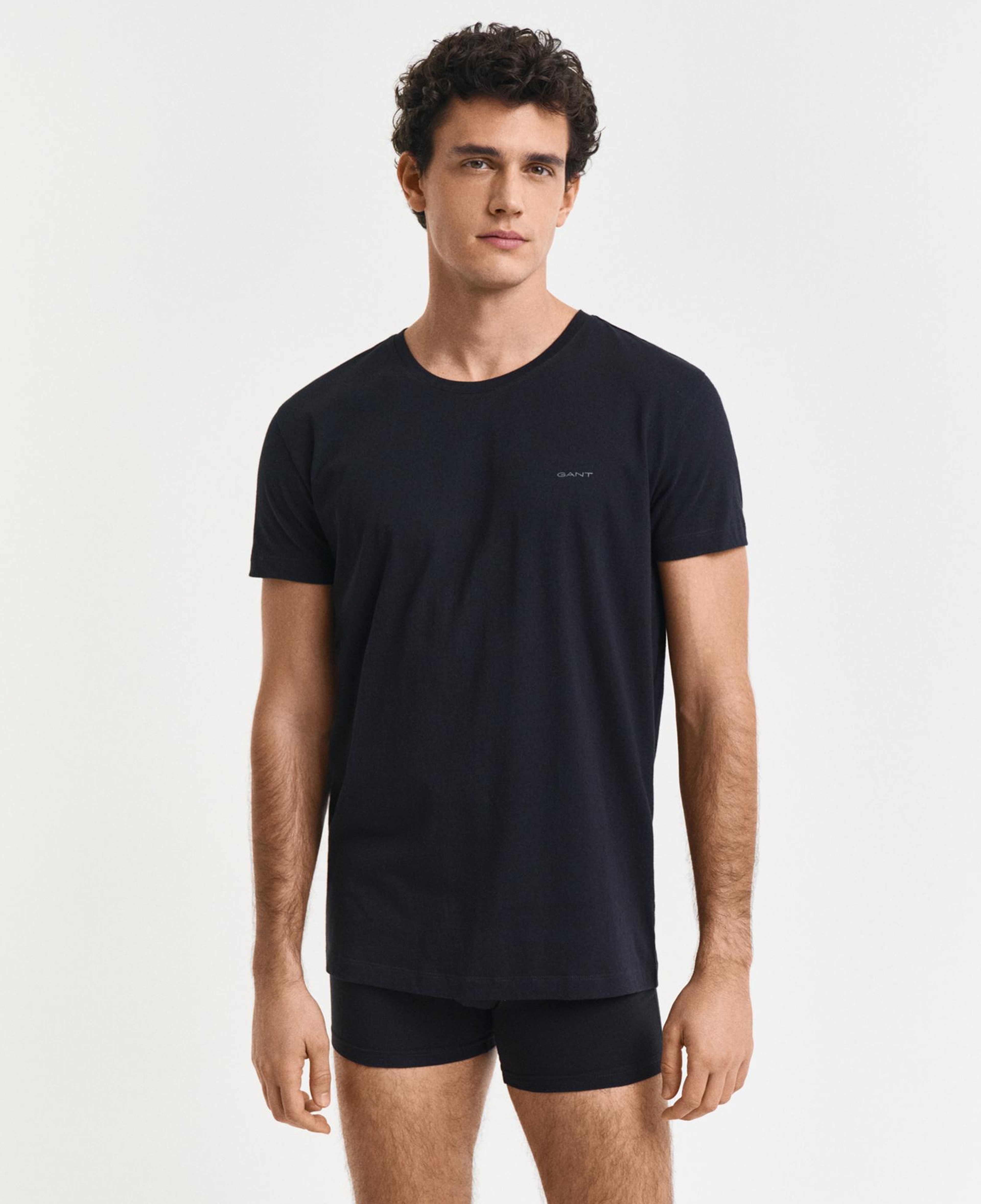 GANT Erkek Siyah Regular Fit Bisiklet Yaka Kısa Kollu 2'li Atlet