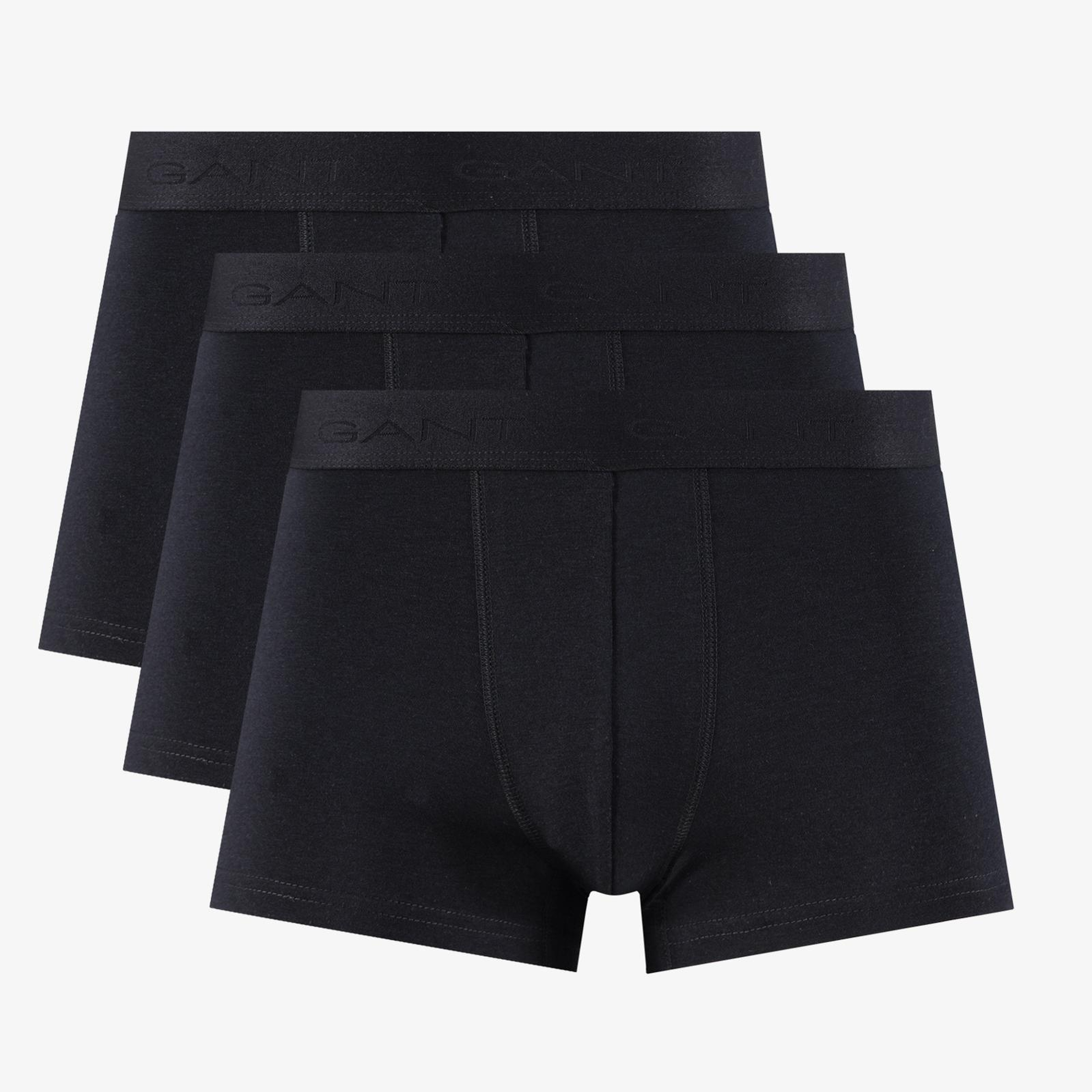 GANT Erkek Siyah Slim Fit 3'lü Logolu Boxer