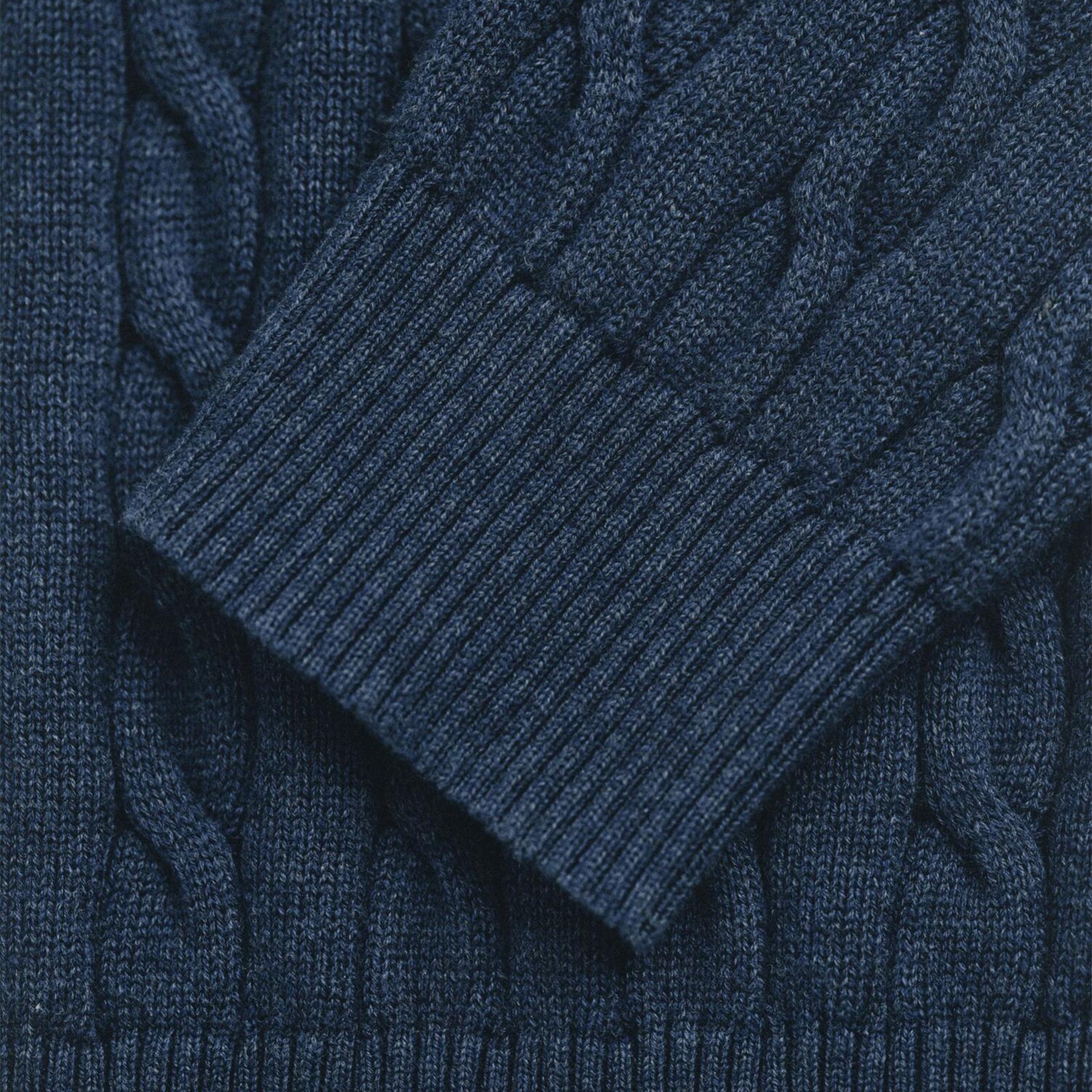 GANT Erkek Lacivert Regular Fit Bisiklet Yaka Örgü Kazak