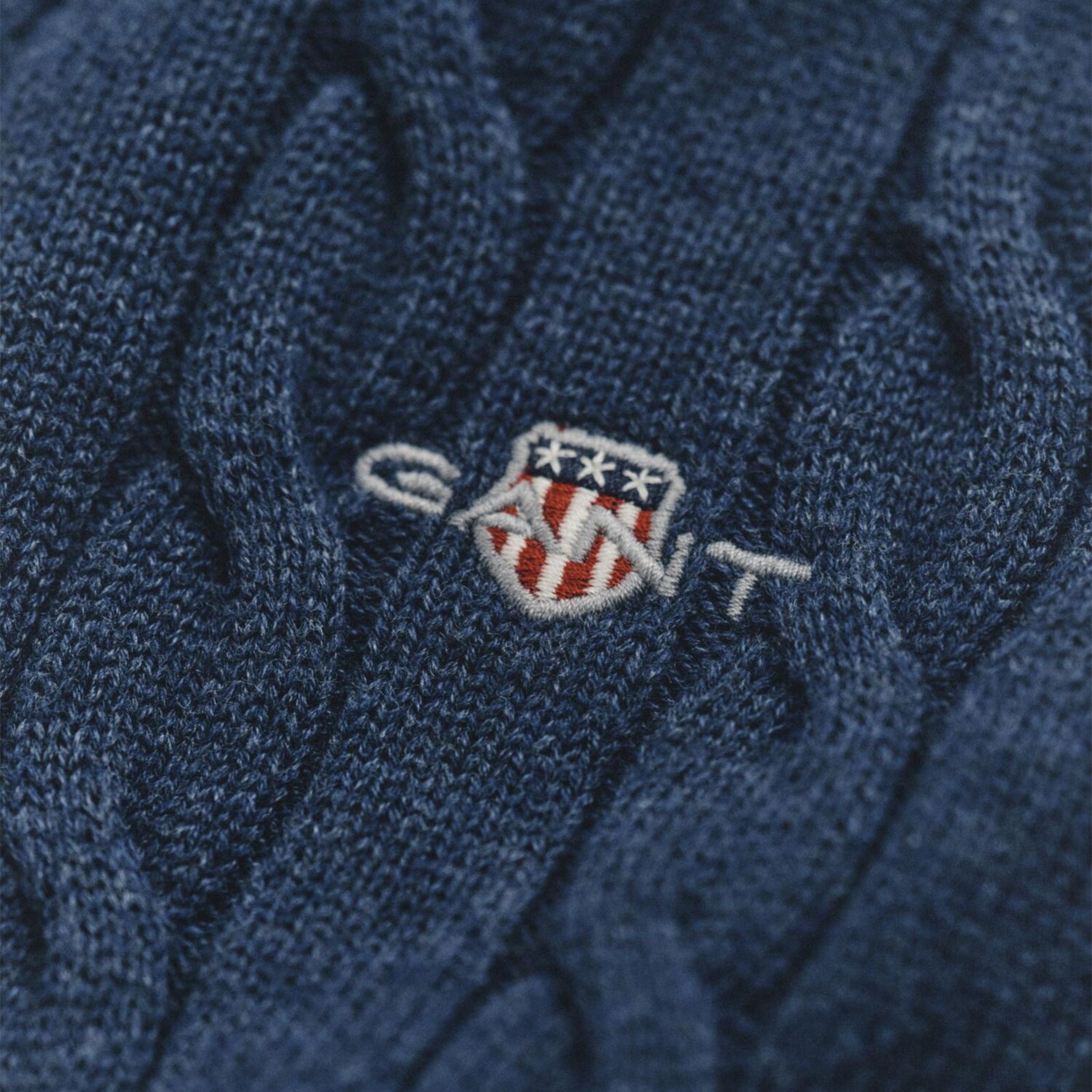 GANT Erkek Lacivert Regular Fit Bisiklet Yaka Örgü Kazak