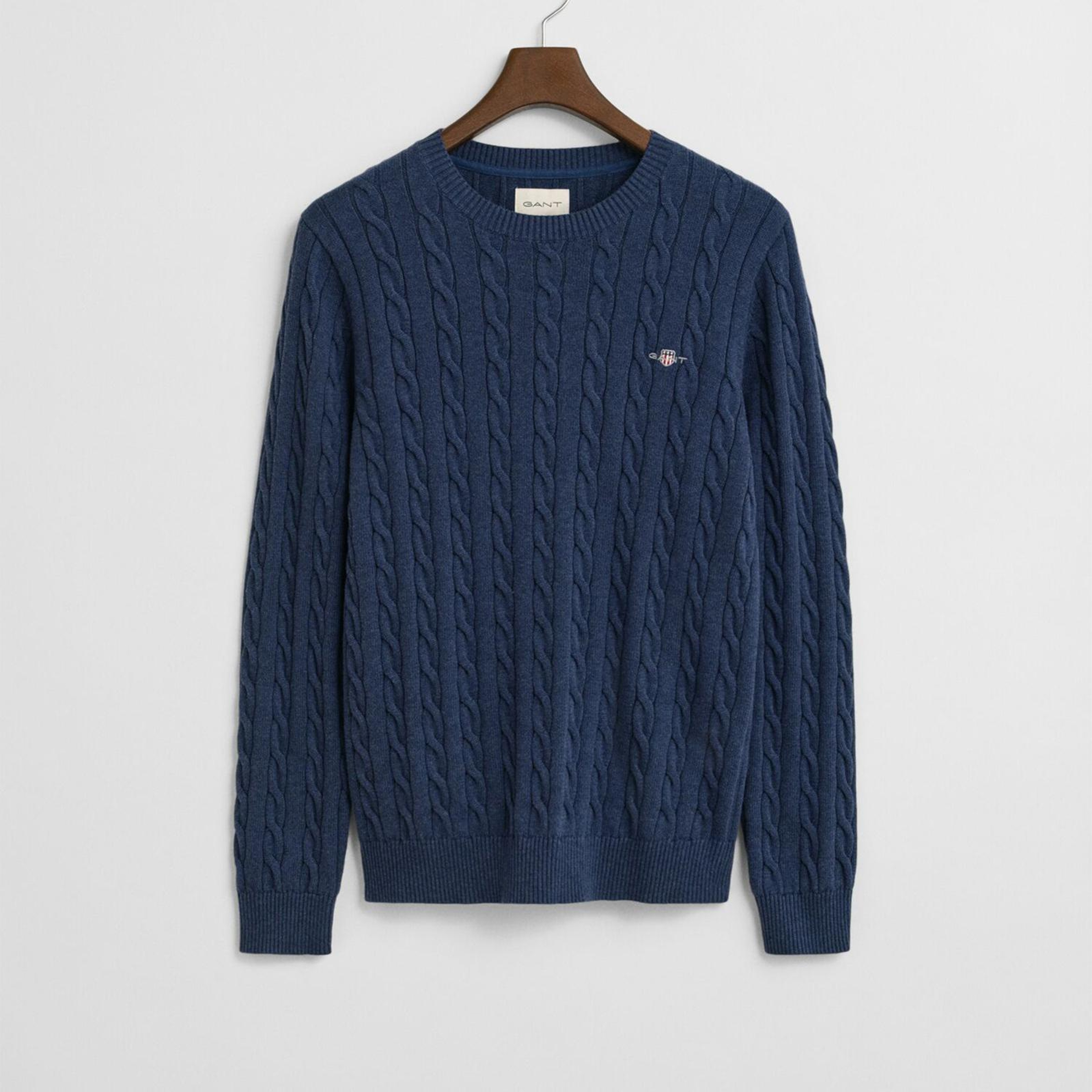 GANT Erkek Lacivert Regular Fit Bisiklet Yaka Örgü Kazak