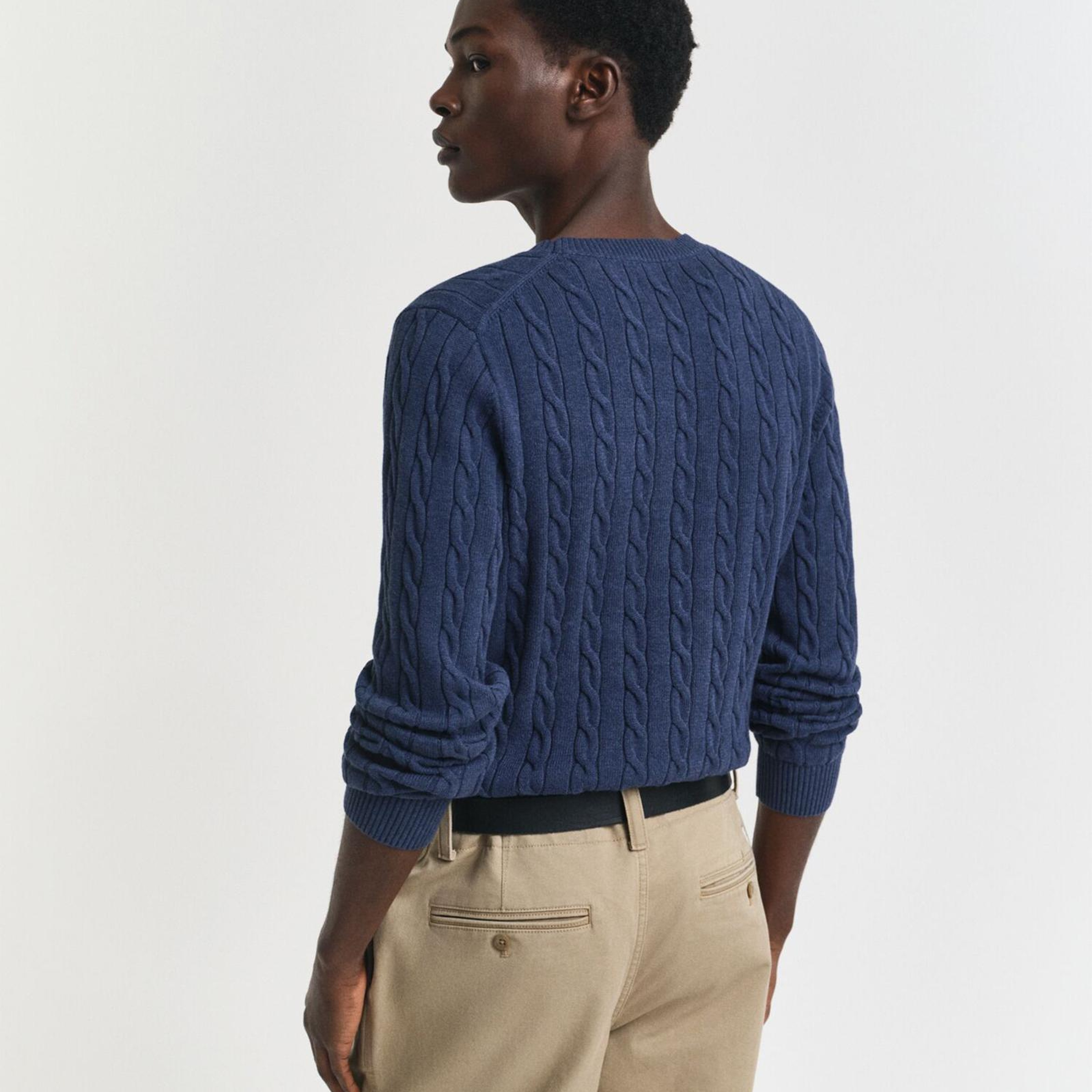 GANT Erkek Lacivert Regular Fit Bisiklet Yaka Örgü Kazak