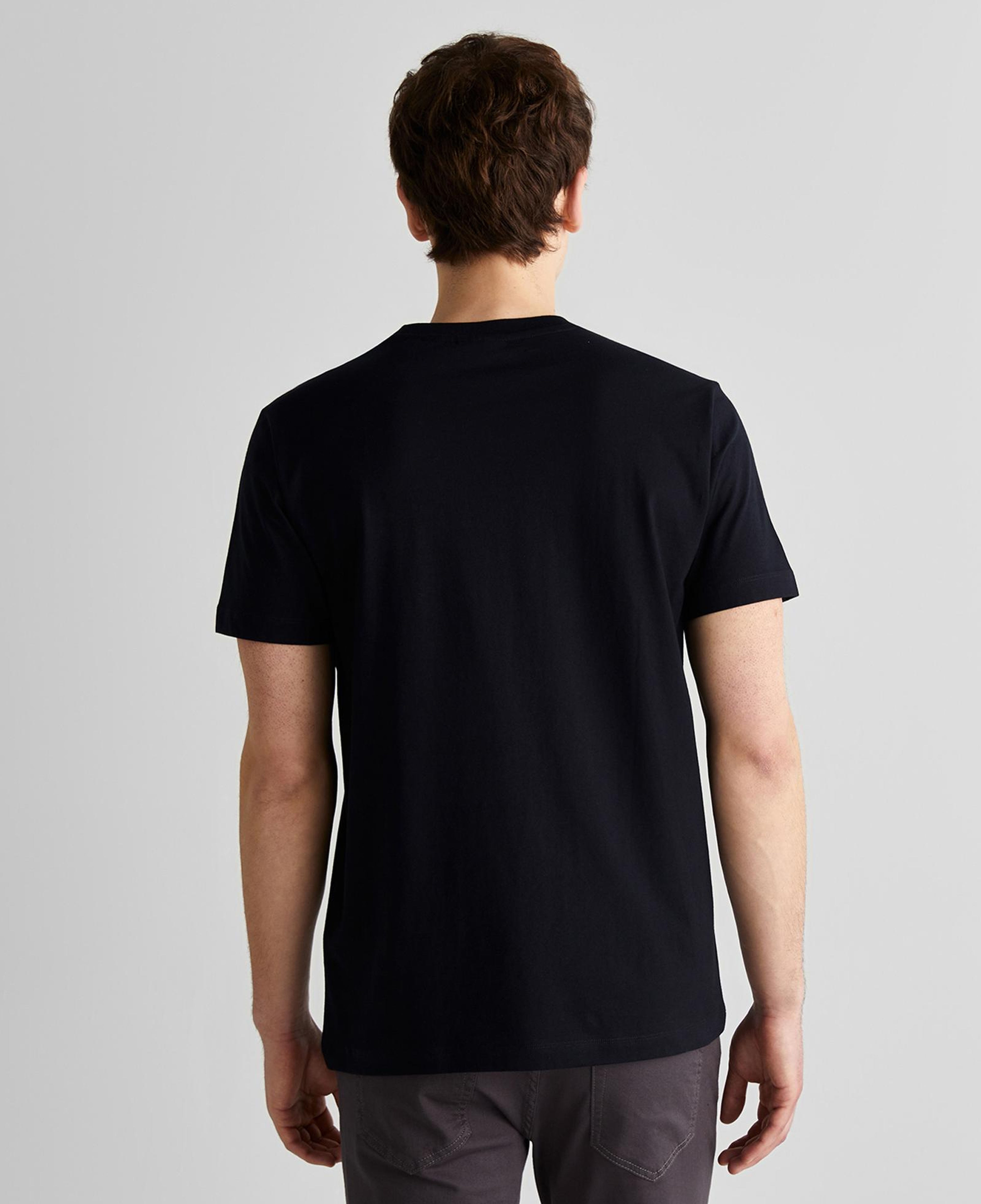 GANT Erkek Siyah Regular Fit Bisiklet Yaka Logolu T-Shirt