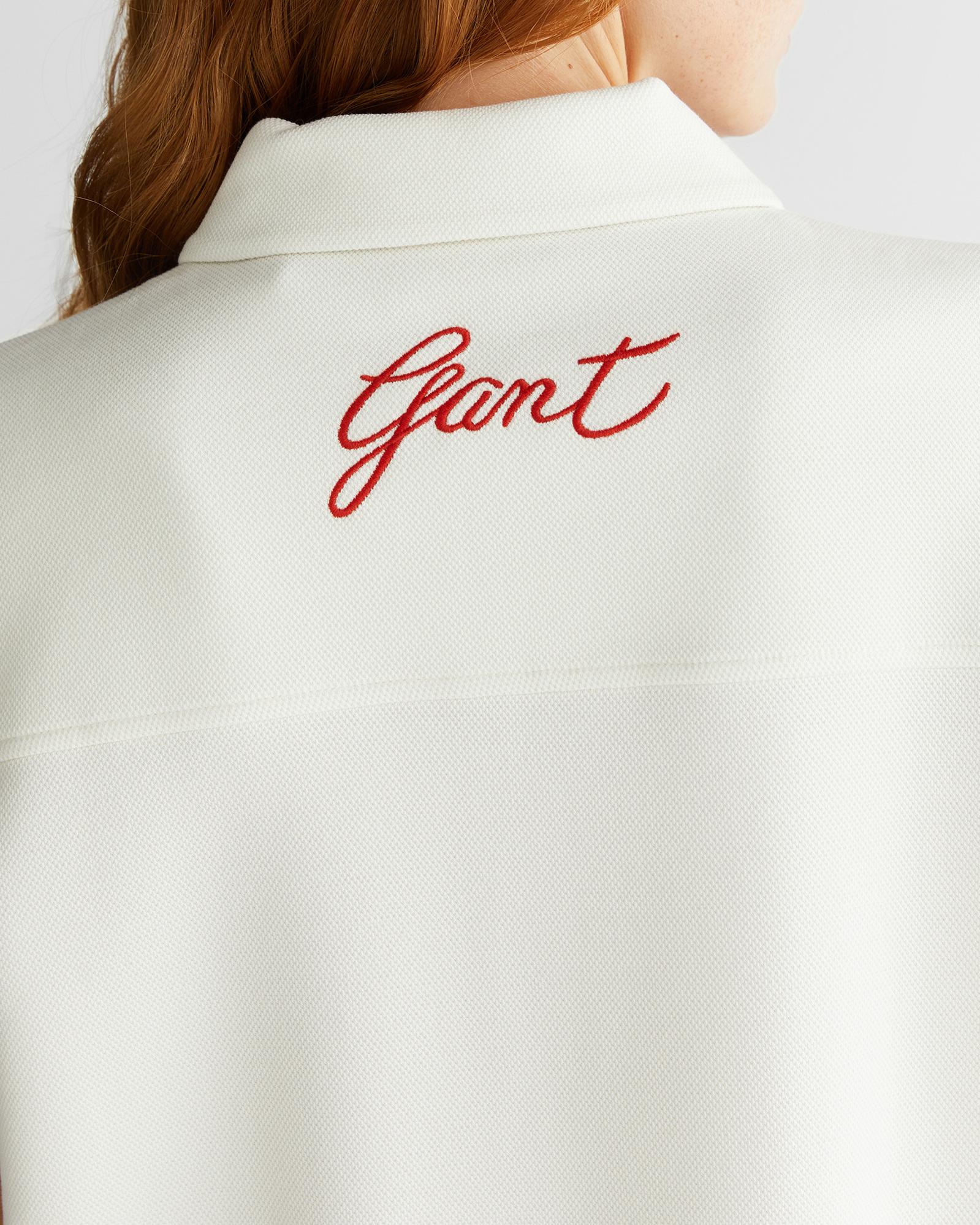 GANT Kadın Krem Yarım Fermuarlı Logolu Elbise