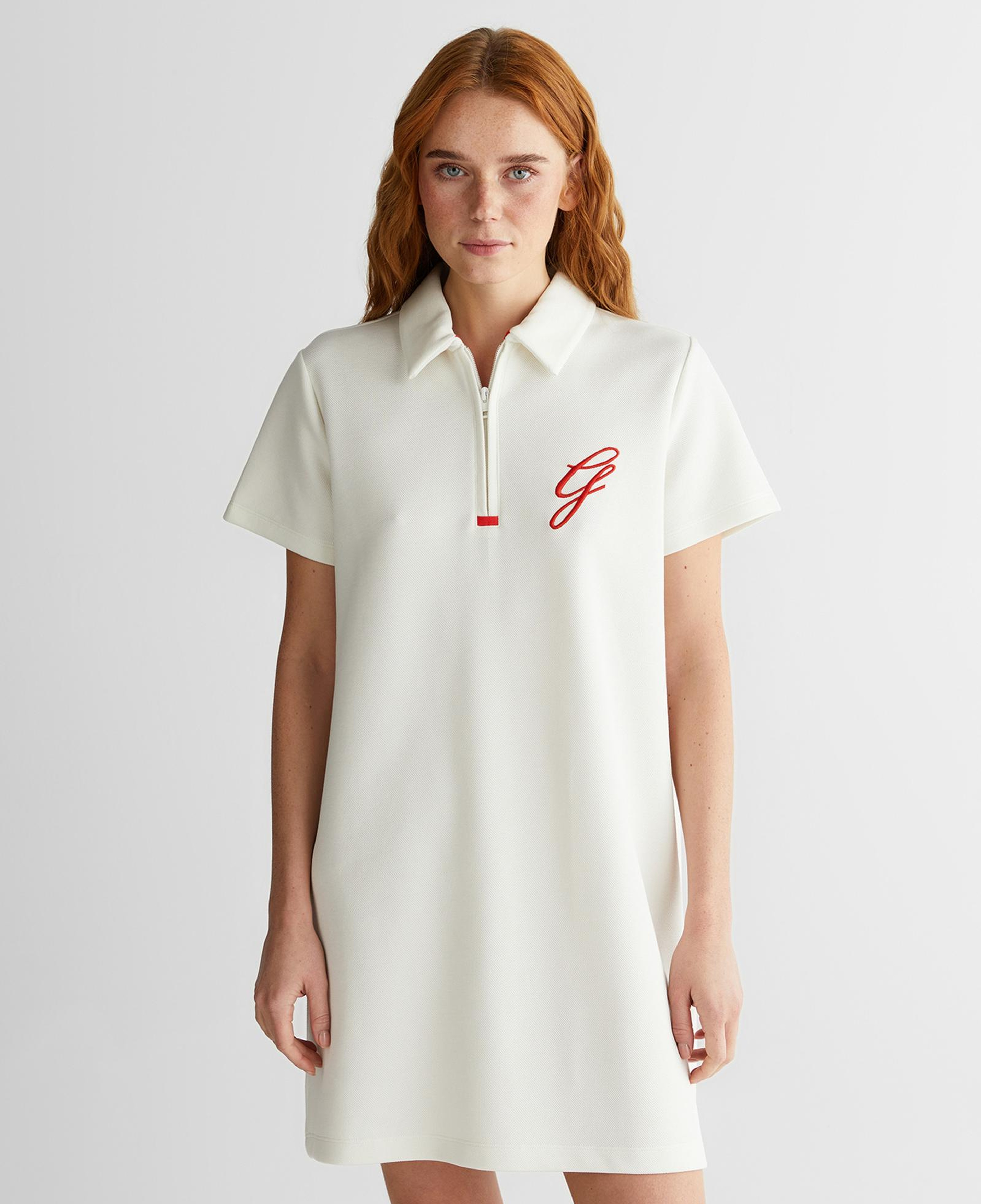 GANT Kadın Krem Yarım Fermuarlı Logolu Elbise