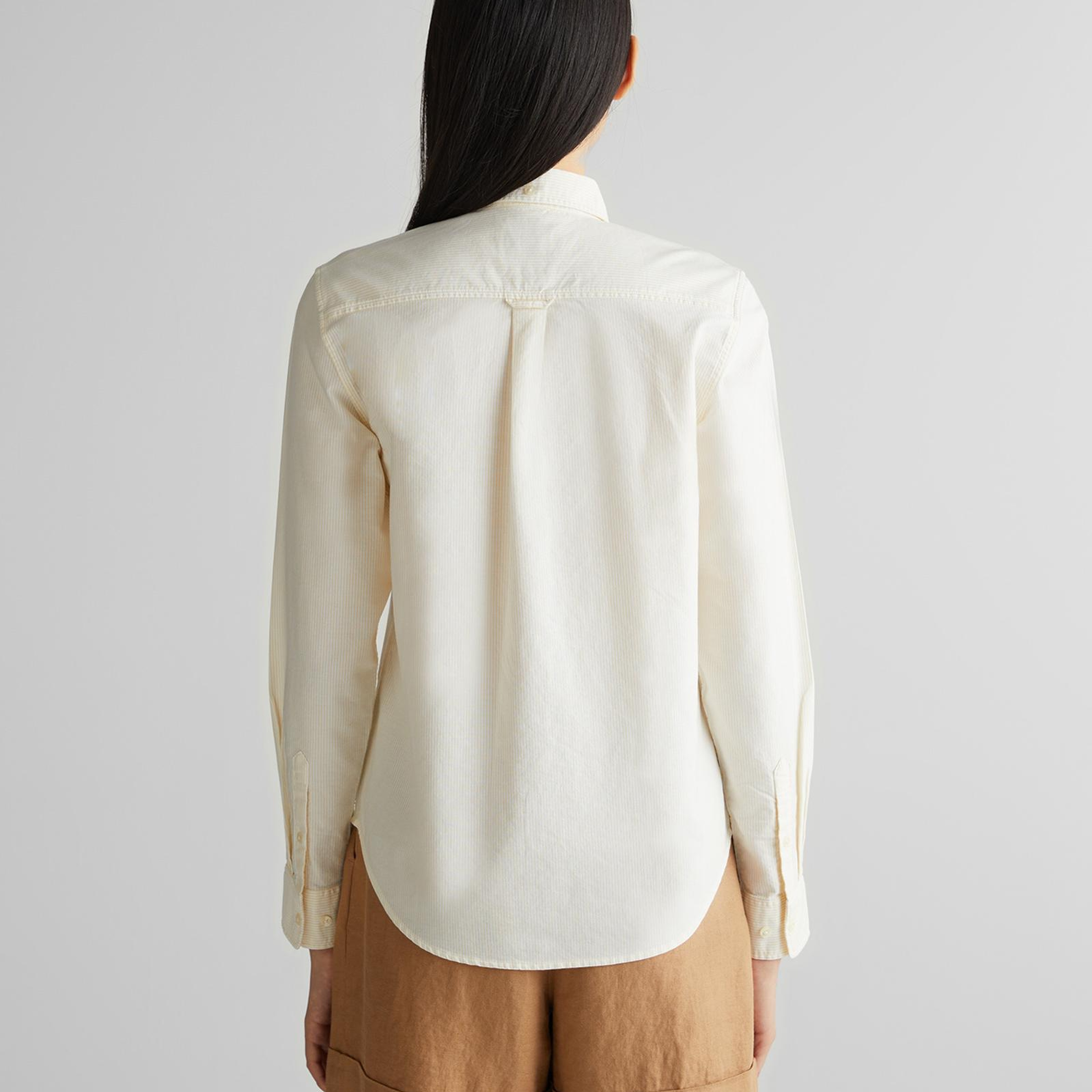 GANT Kadın Sarı Regular Fit Düğmeli Yaka Çizgili Gömlek