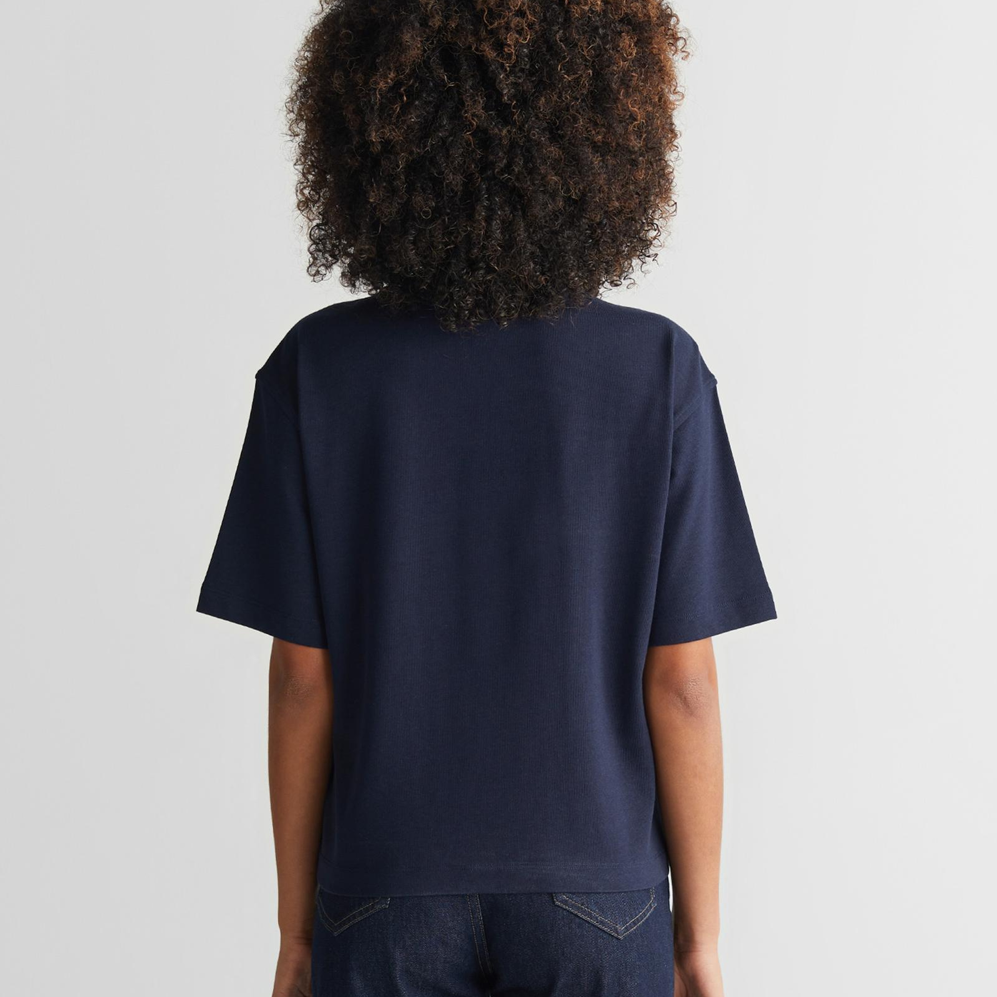 GANT Kadın Lacivert Bisiklet Yaka Logolu T-Shirt