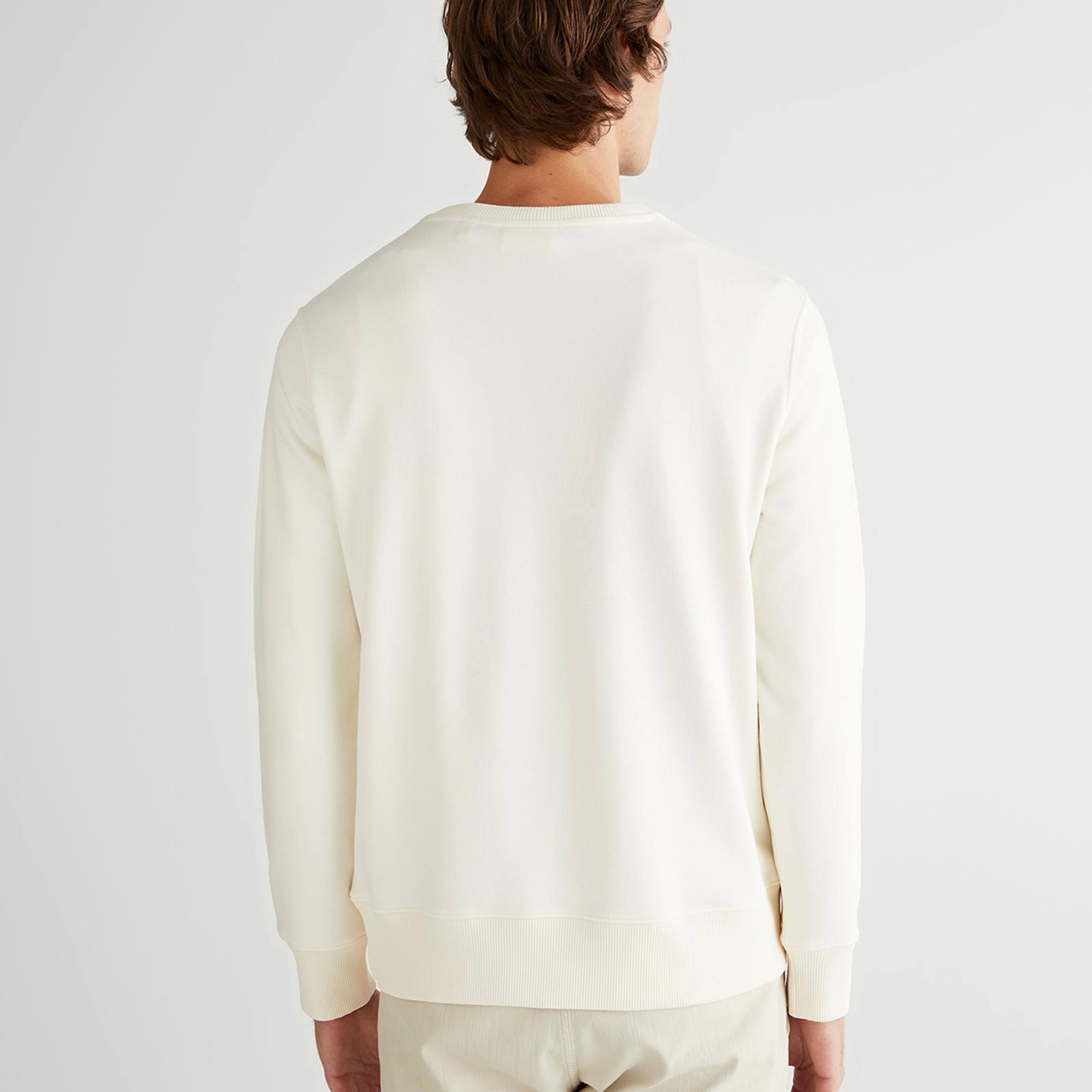 GANT Erkek Krem Regular Fit Bisiklet Yaka Logolu Sweatshirt