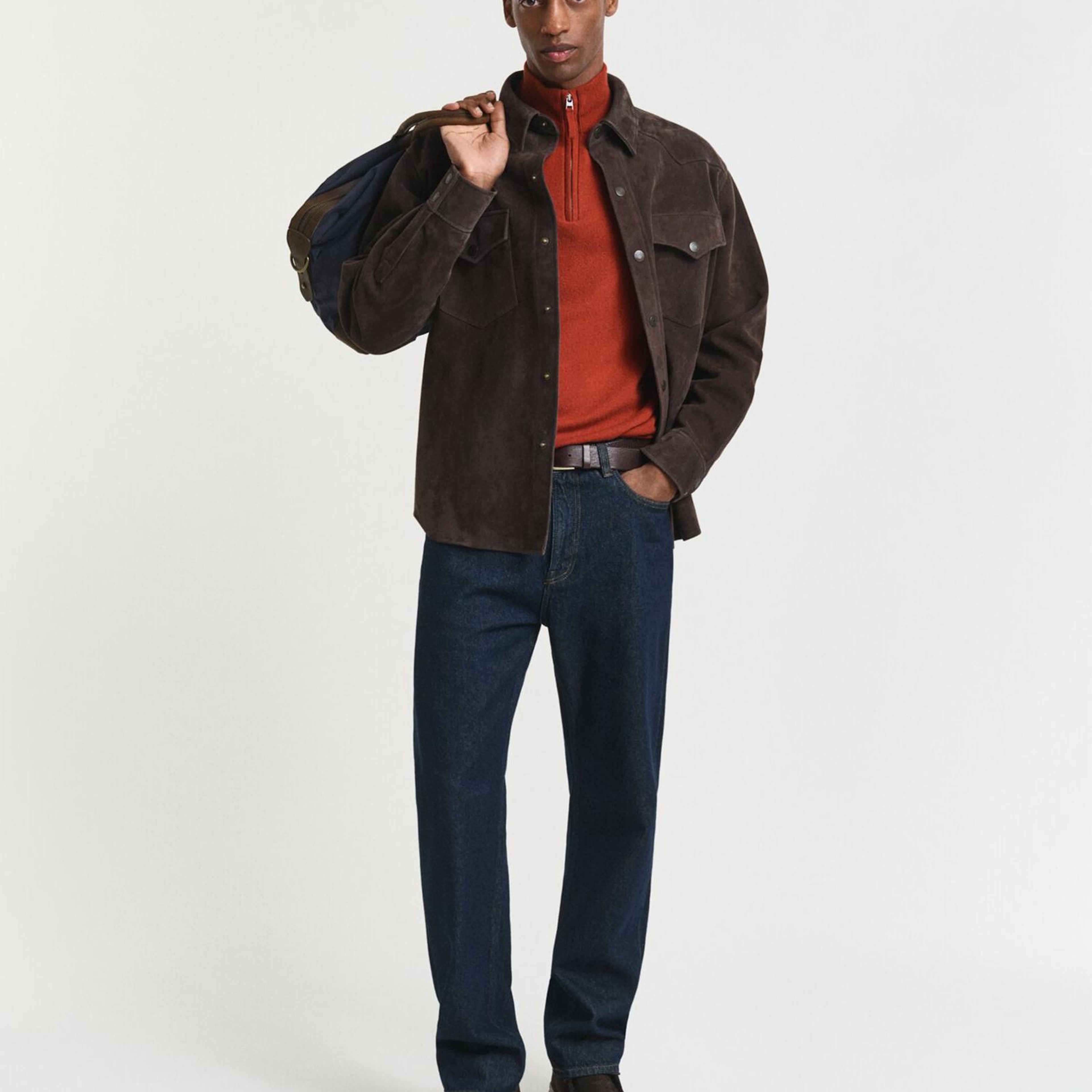 GANT Erkek Kırmızı Regular Fit Yarım Fermuarlı Kazak