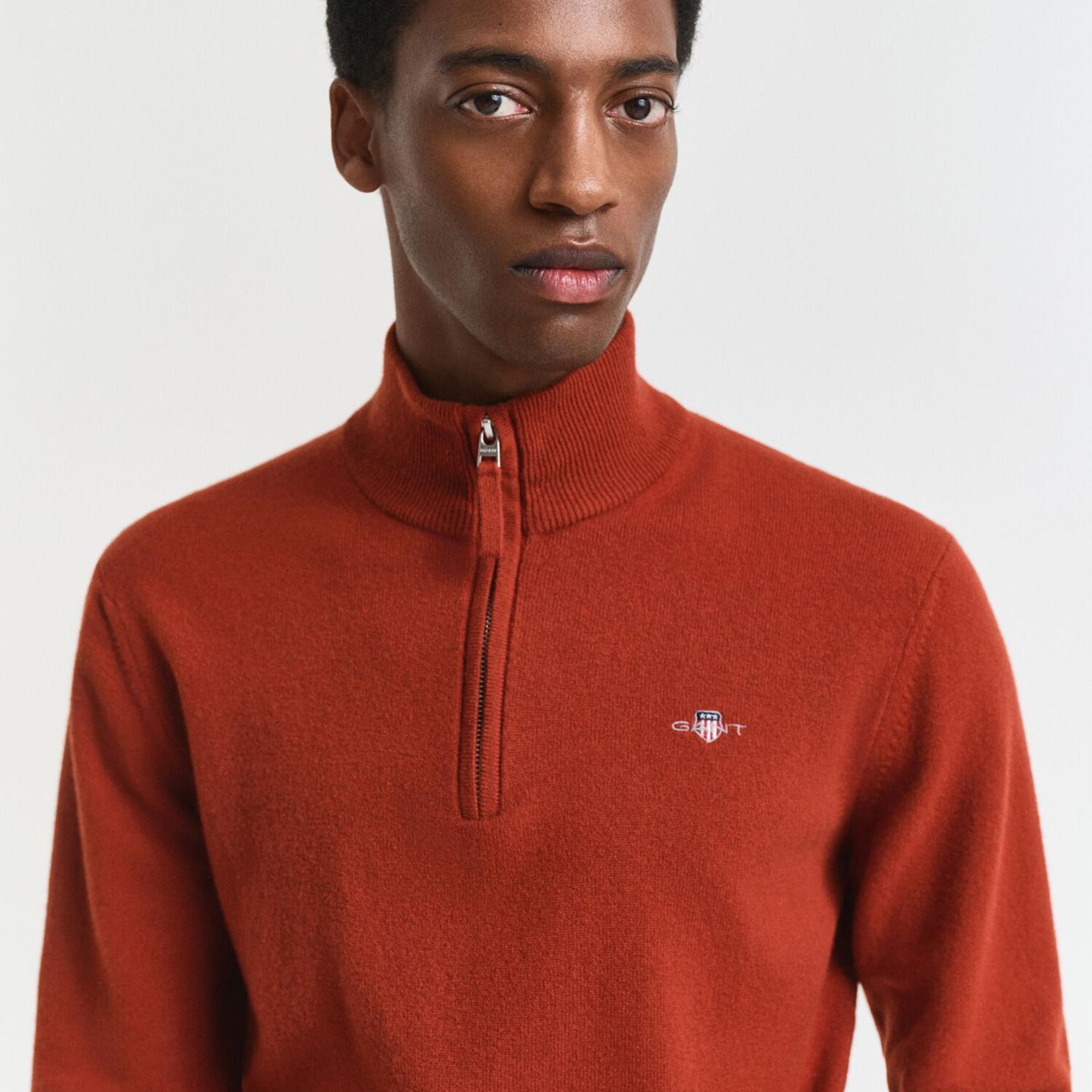 GANT Erkek Kırmızı Regular Fit Yarım Fermuarlı Kazak