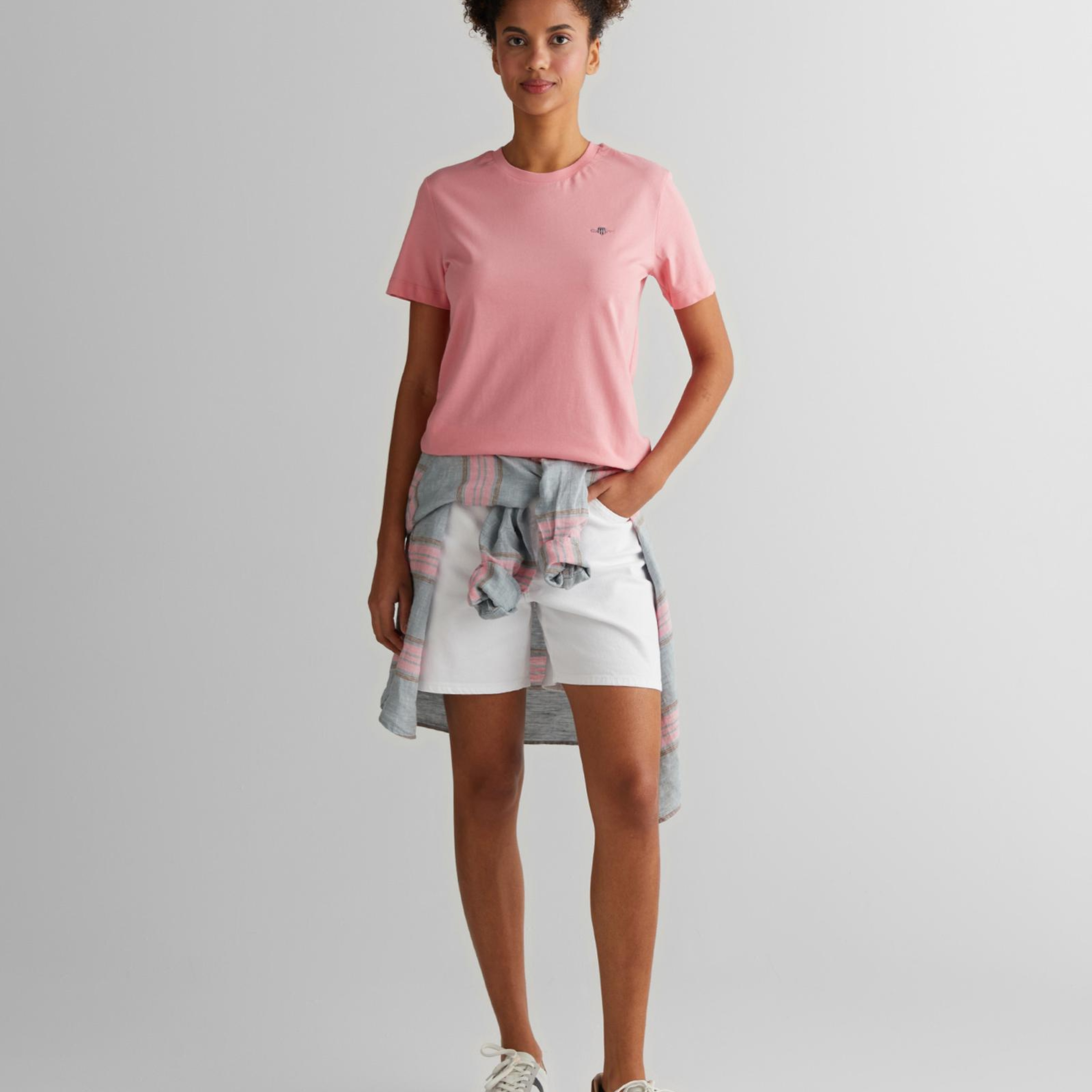 Gant Kadın Pembe Regular Fit Bisiklet Yaka T-Shirt