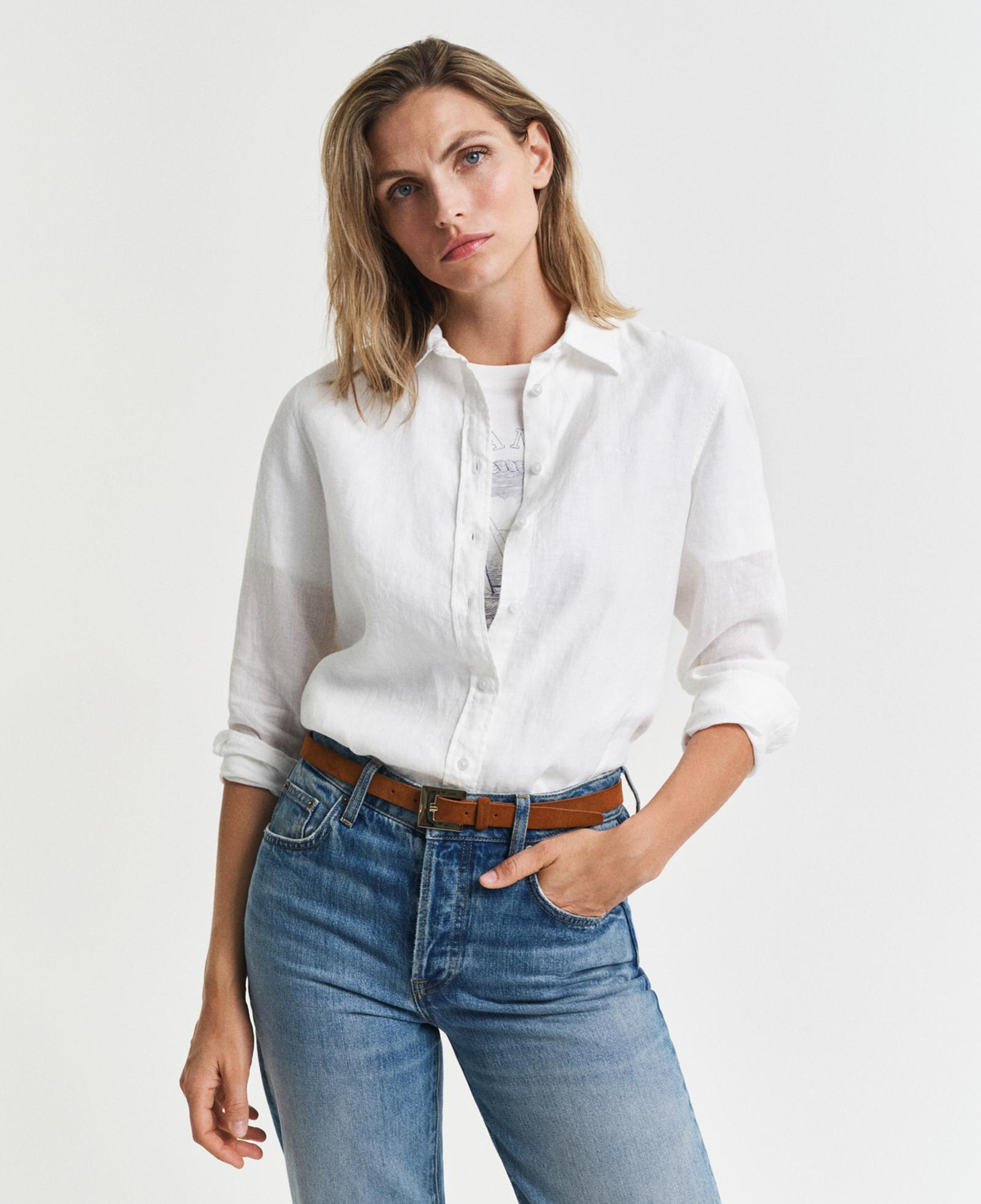 GANT Kadın Beyaz Regular Fit Klasik Yaka Gömlek