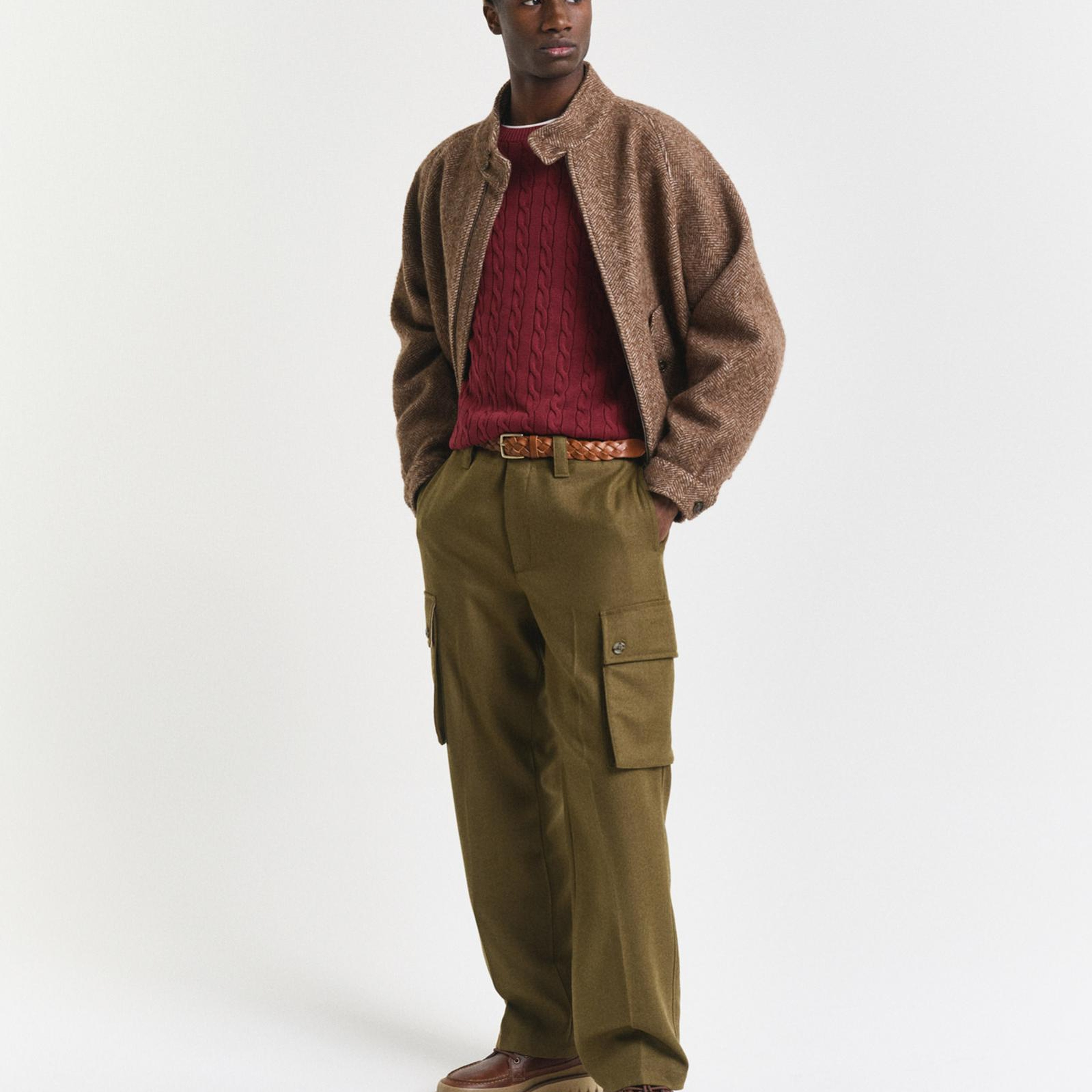 GANT Erkek Bordo Regular Fit Bisiklet Yaka Örgü Kazak