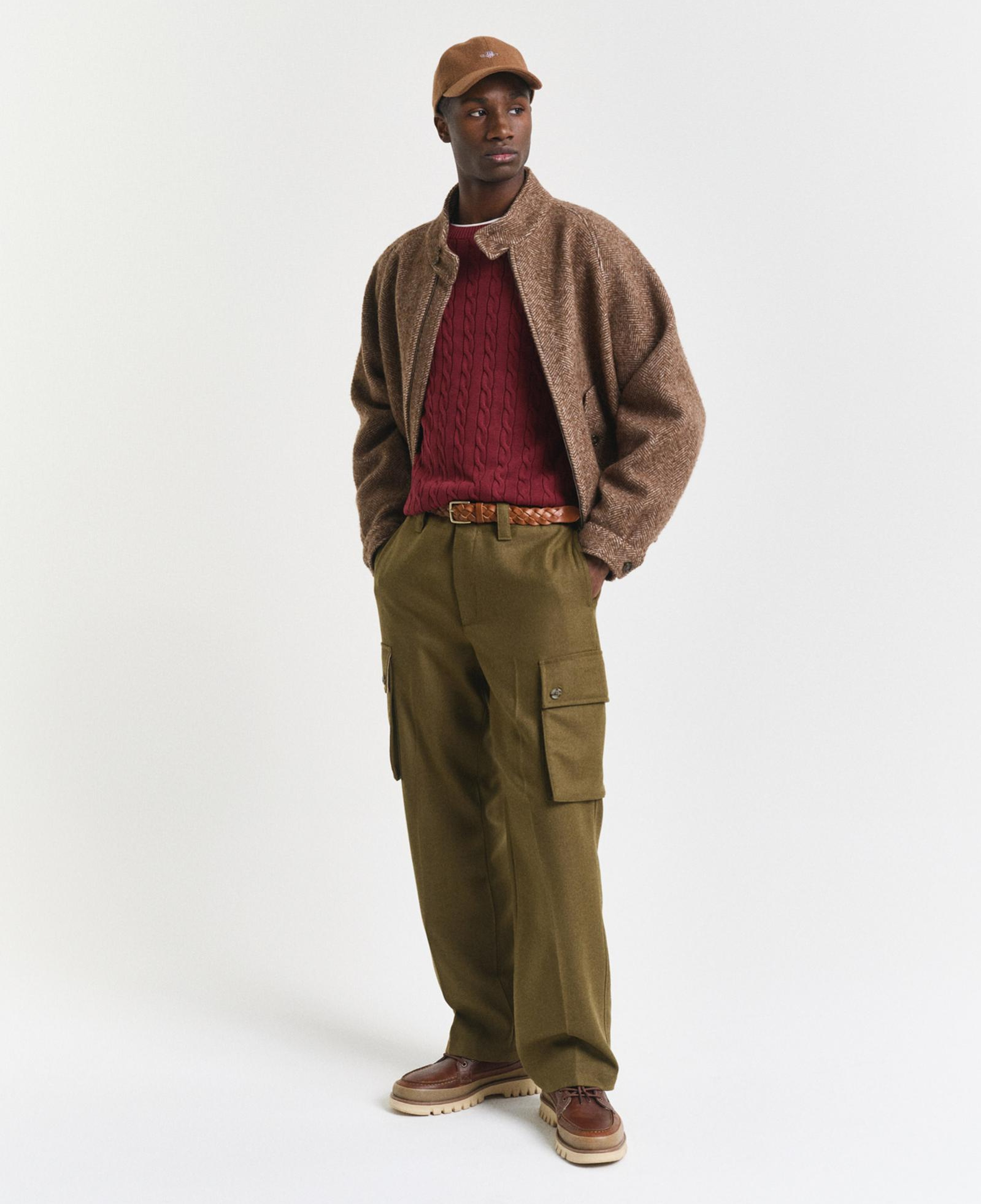 GANT Erkek Bordo Regular Fit Bisiklet Yaka Örgü Kazak