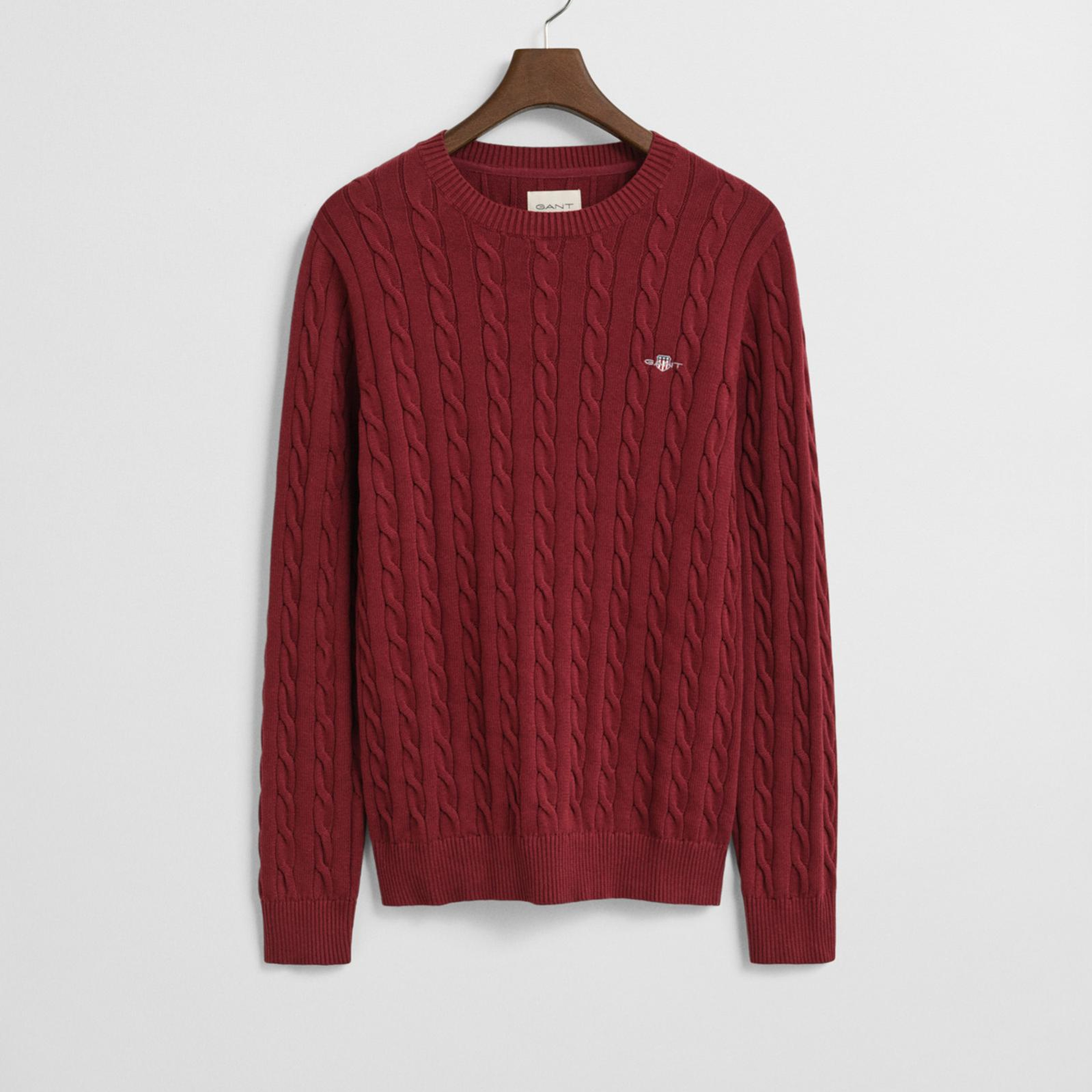 GANT Erkek Bordo Regular Fit Bisiklet Yaka Örgü Kazak