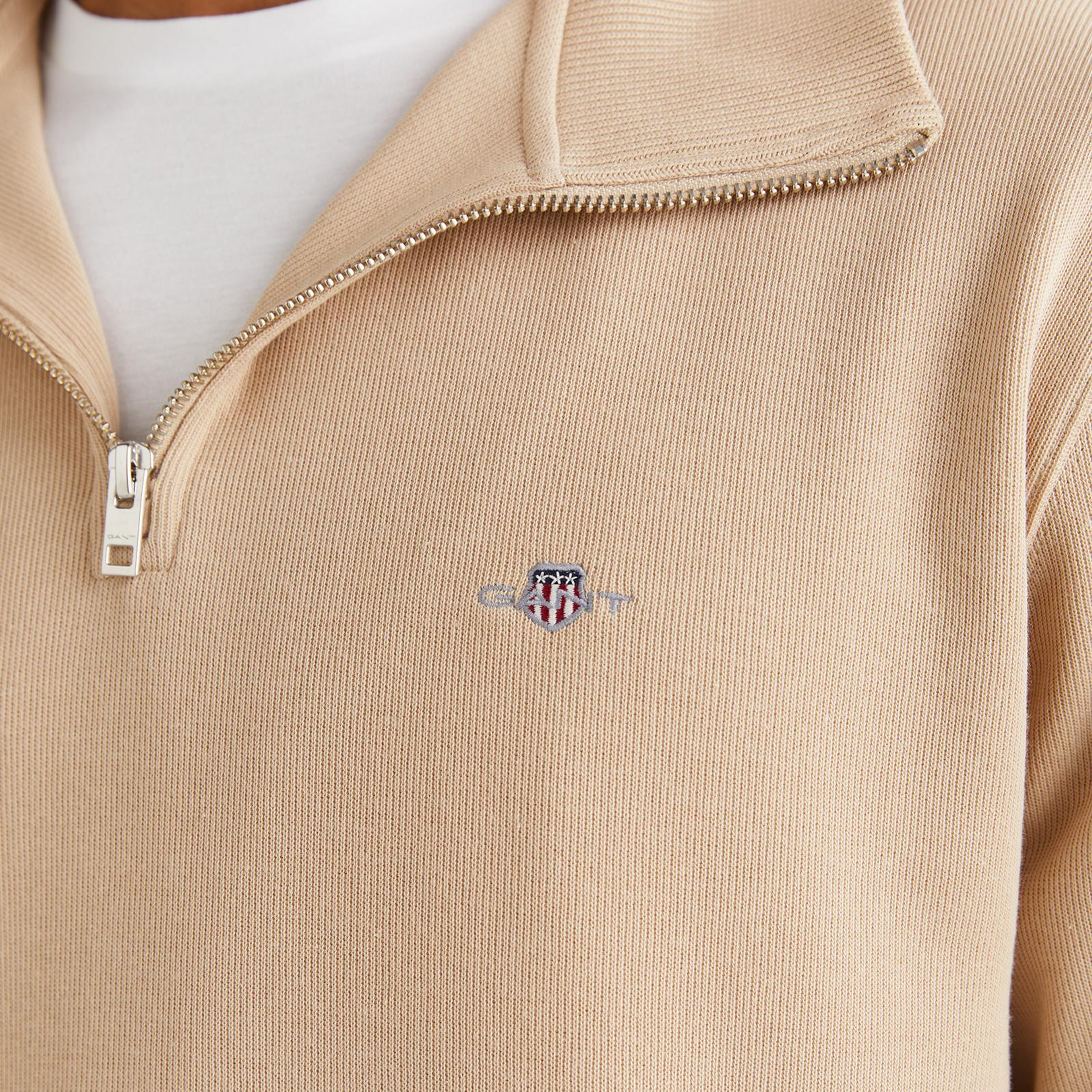 GANT Erkek Bej Regular Fit Yarım Fermuarlı Sweatshirt