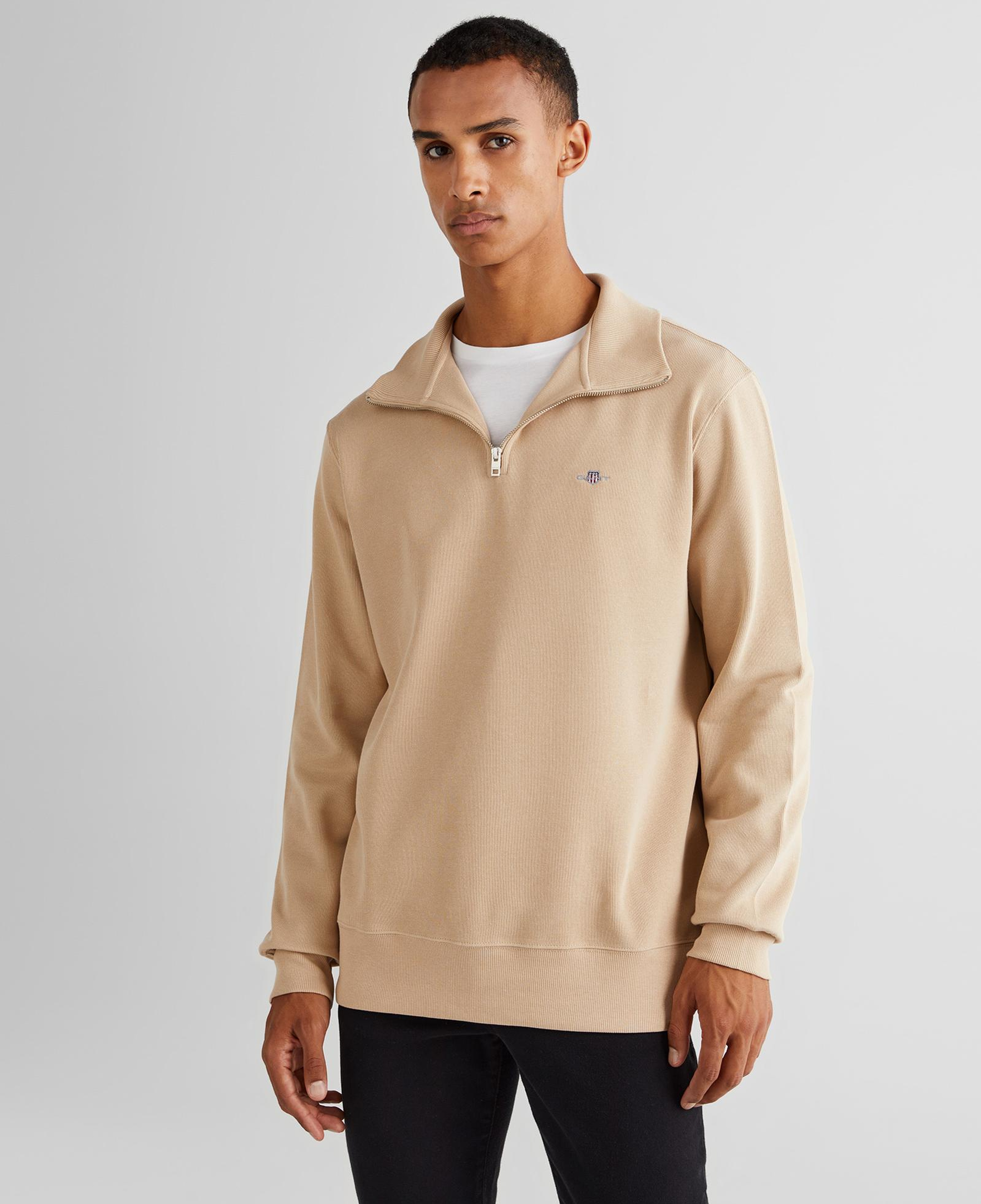 GANT Erkek Bej Regular Fit Yarım Fermuarlı Sweatshirt